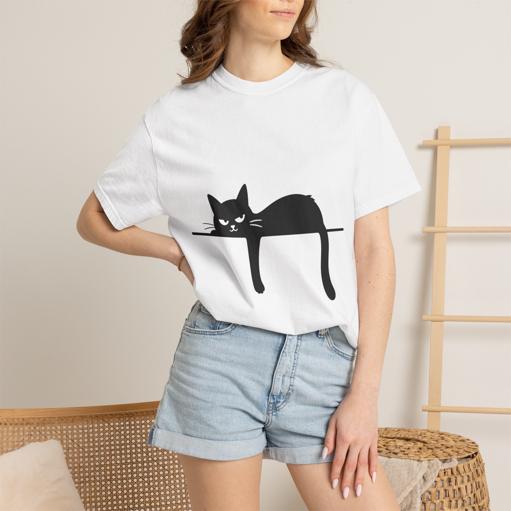 Grumpy Black Cat Silhouette T-Shirt