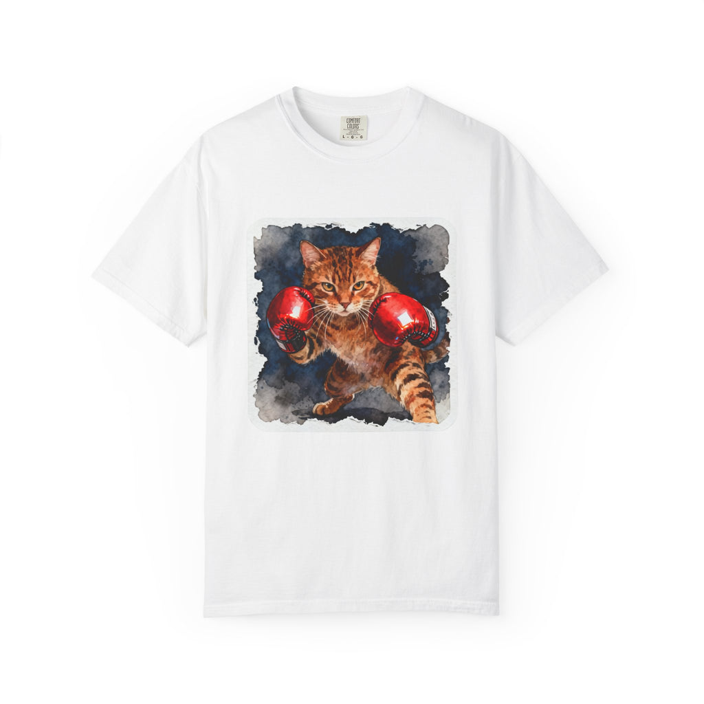 Orange Tabby Boxing Cat T-Shirt — Fierce Watercolor Cat in Red Gloves