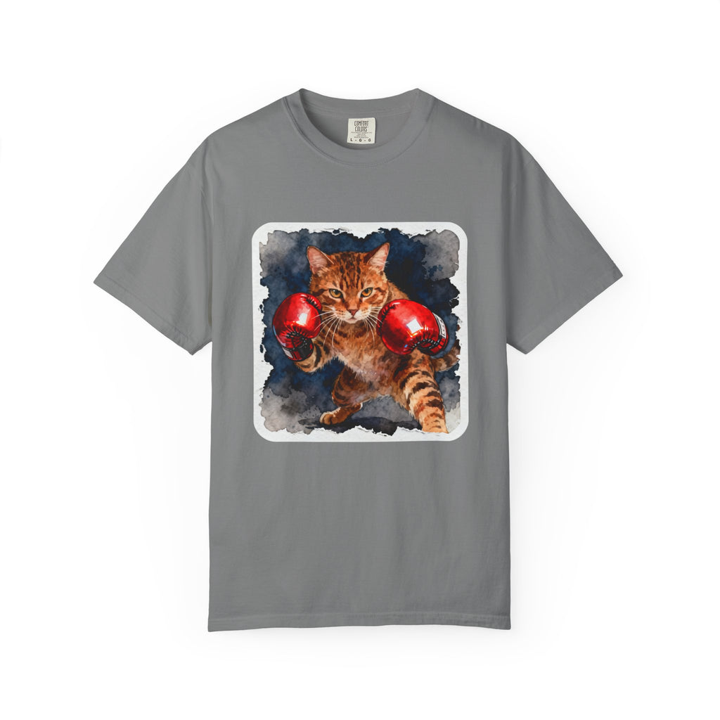 Orange Tabby Boxing Cat T-Shirt — Fierce Watercolor Cat in Red Gloves