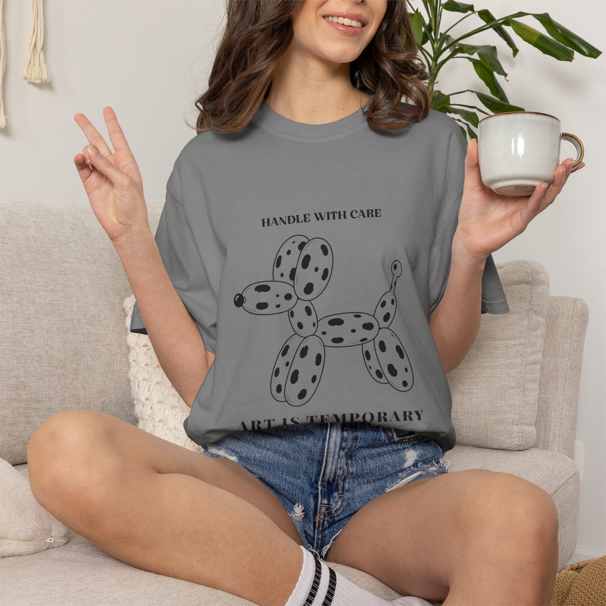Art Is Temporary Balloon Dog T-Shirt — 'Handle With Care' Graphic Tee