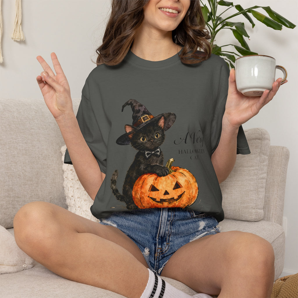 Halloween Cat T‑Shirt — 'A Very HALLOWEEN CAT' Watercolor Kitten Tee