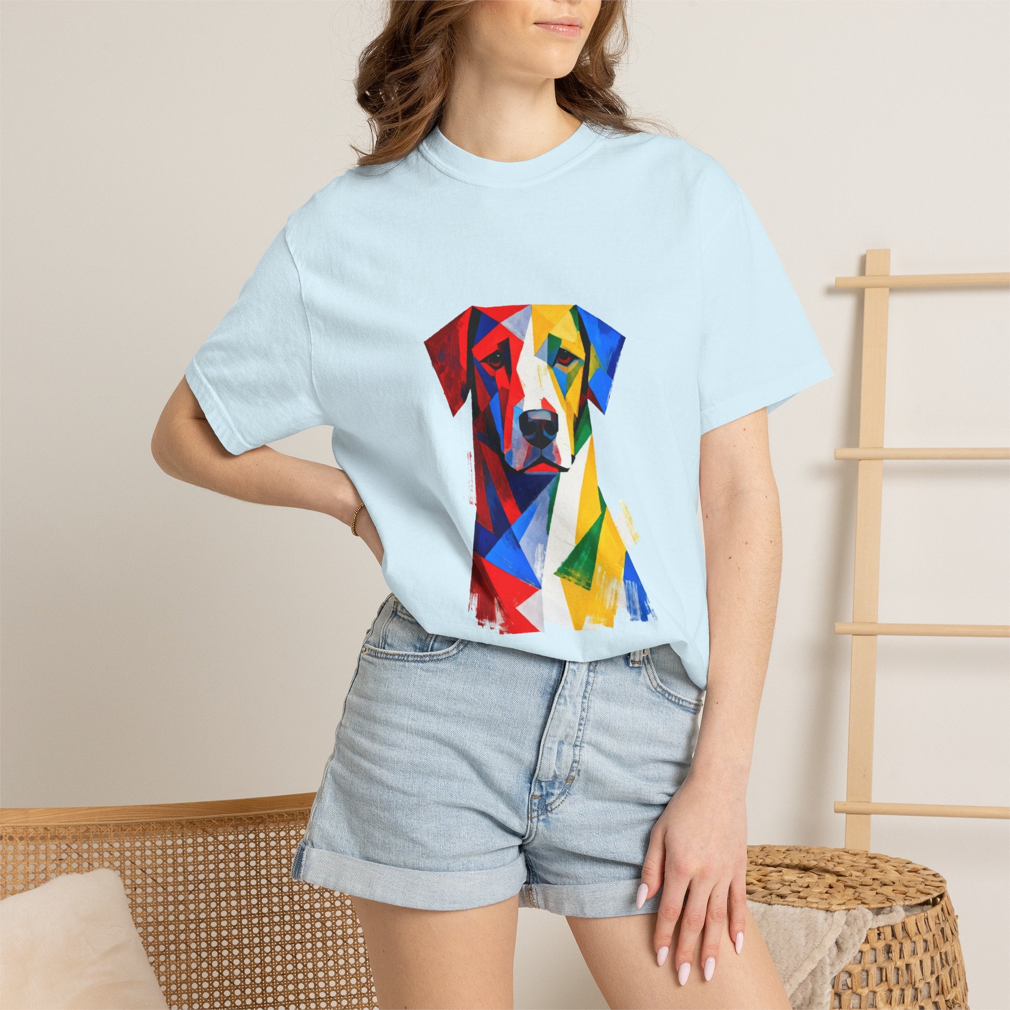 Noble Hound Geometric Dog T-Shirt — Vibrant Low-Poly Pop Art