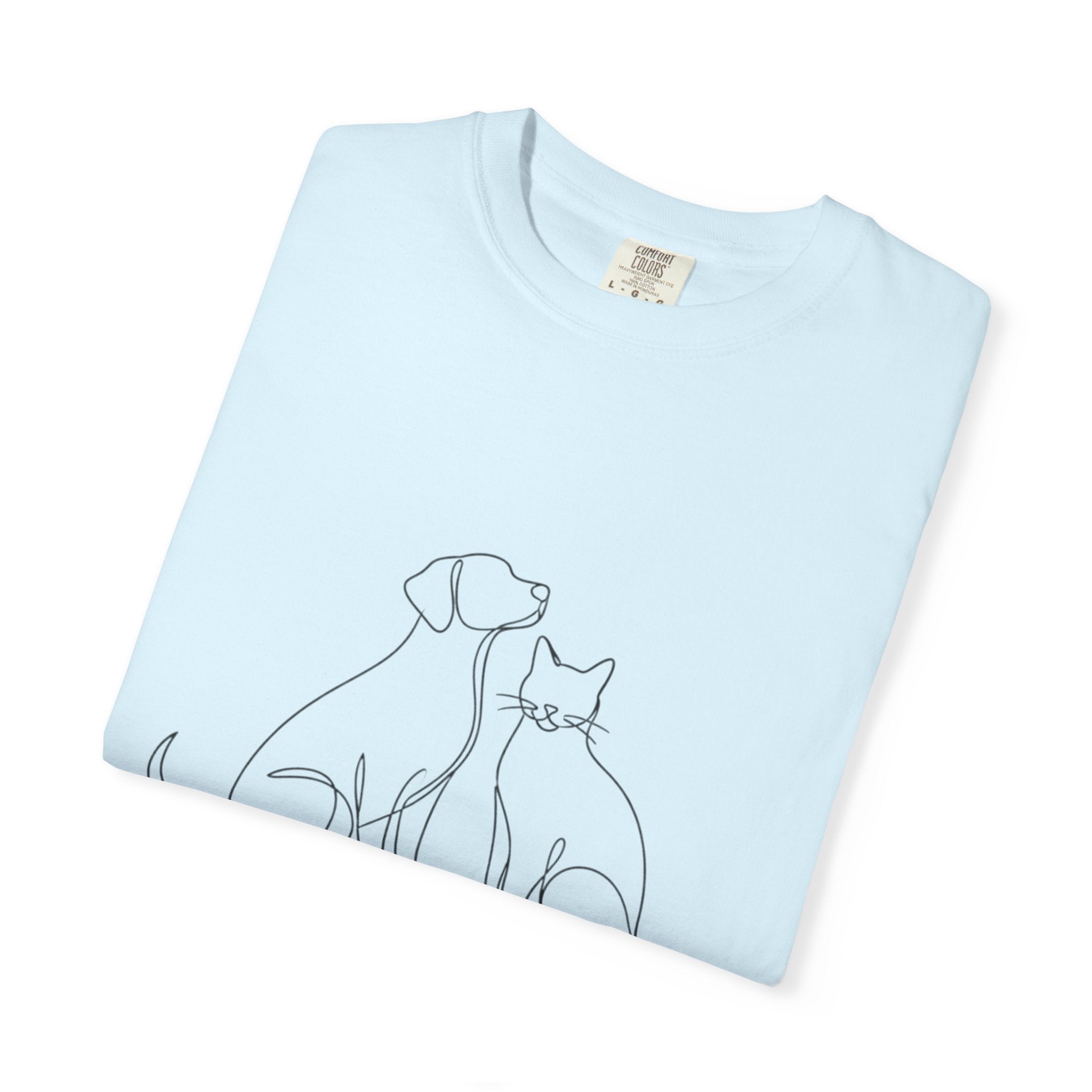 Minimal Single-Line Dog & Cat T-Shirt — Scandinavian Minimalist Pet Art