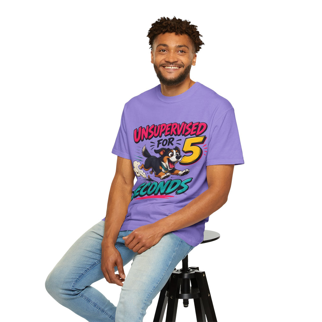 UNSUPERVISED FOR 5 SECONDS Bernese Mountain Dog T-Shirt — 90s Cartoon Puppy Design
