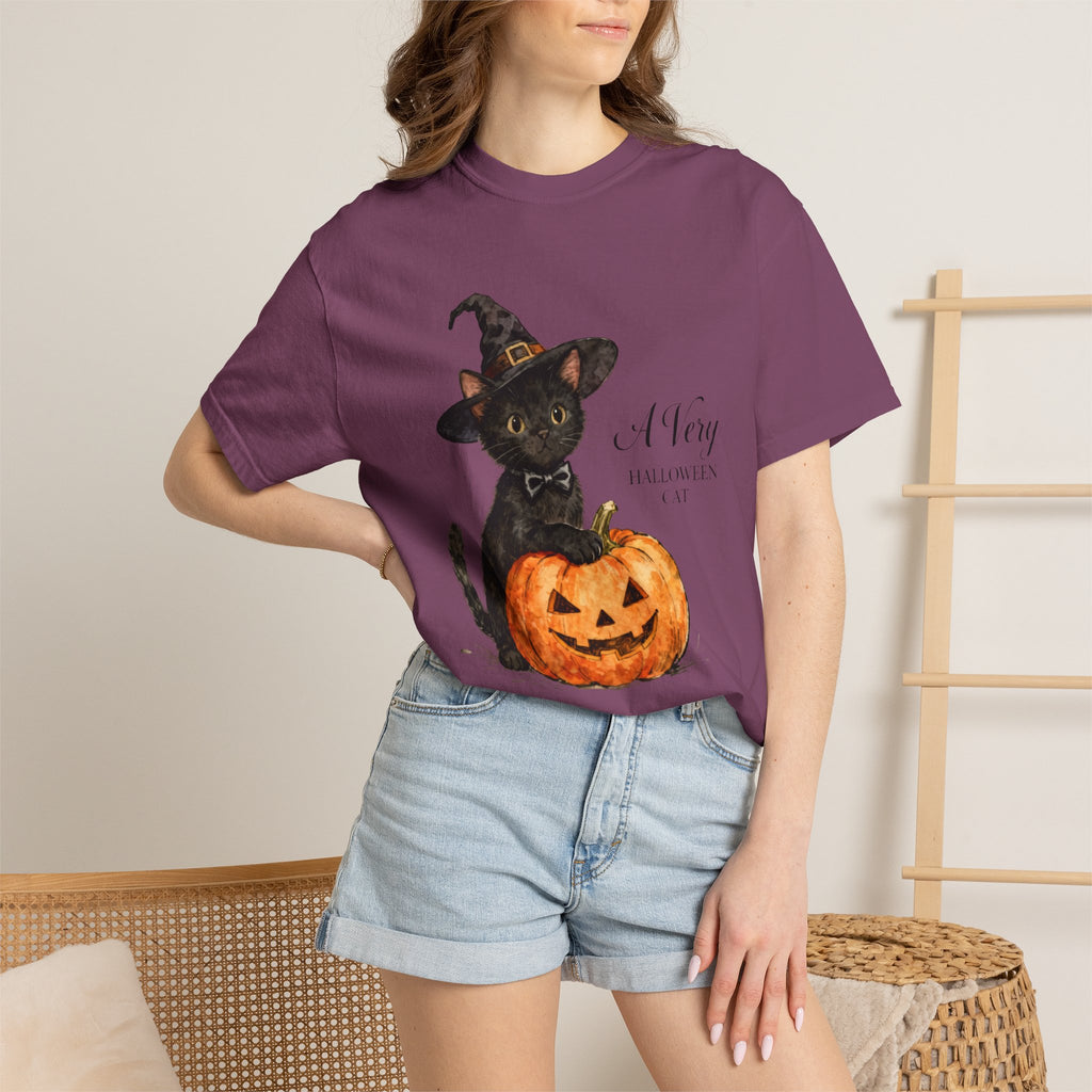 Halloween Cat T‑Shirt — 'A Very HALLOWEEN CAT' Watercolor Kitten Tee