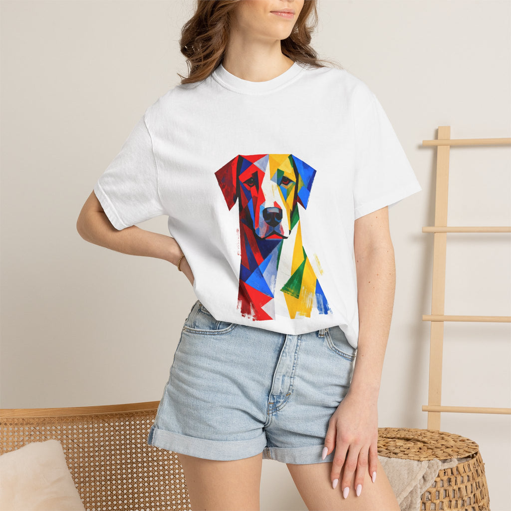 Noble Hound Geometric Dog T-Shirt — Vibrant Low-Poly Pop Art