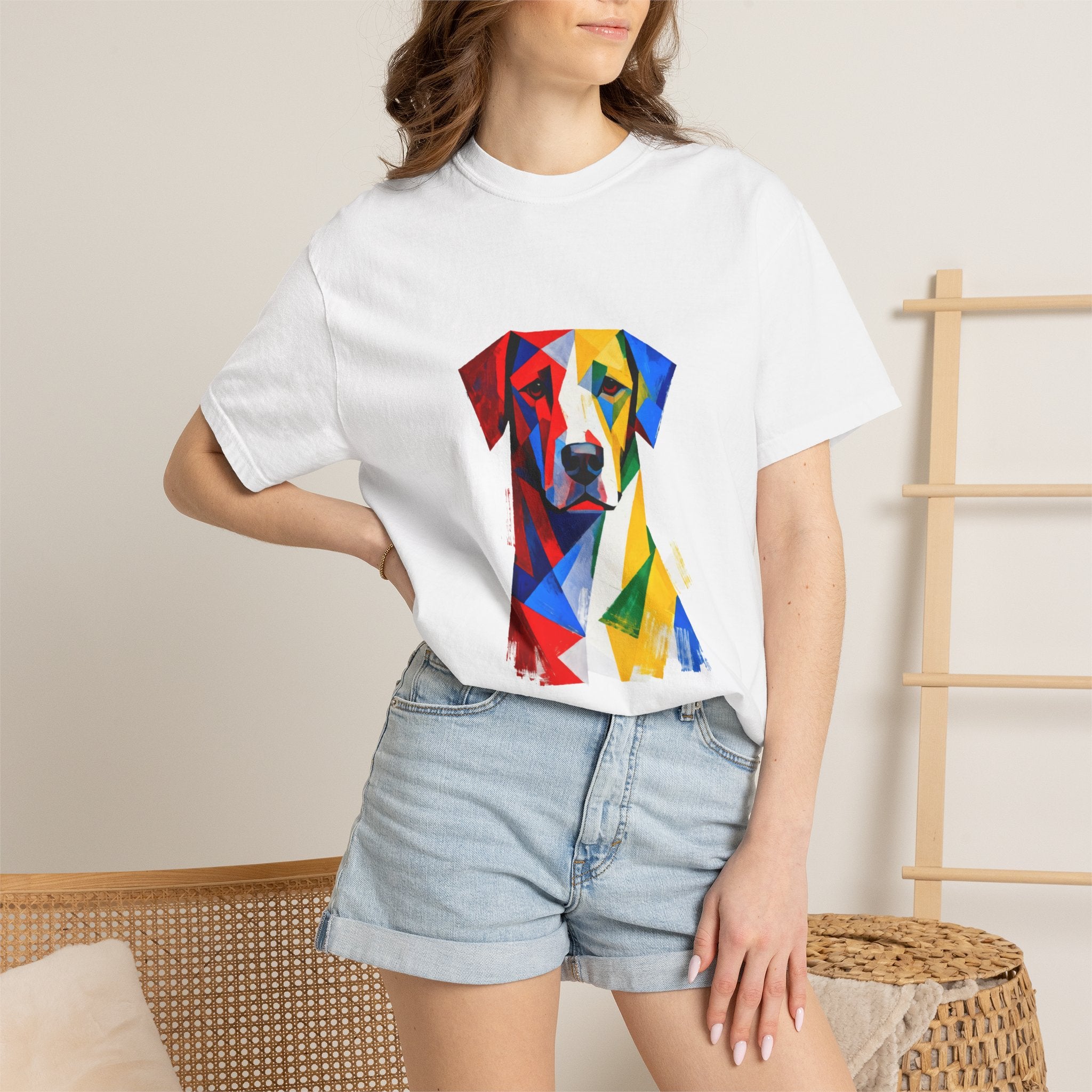Noble Hound Geometric Dog T-Shirt — Vibrant Low-Poly Pop Art
