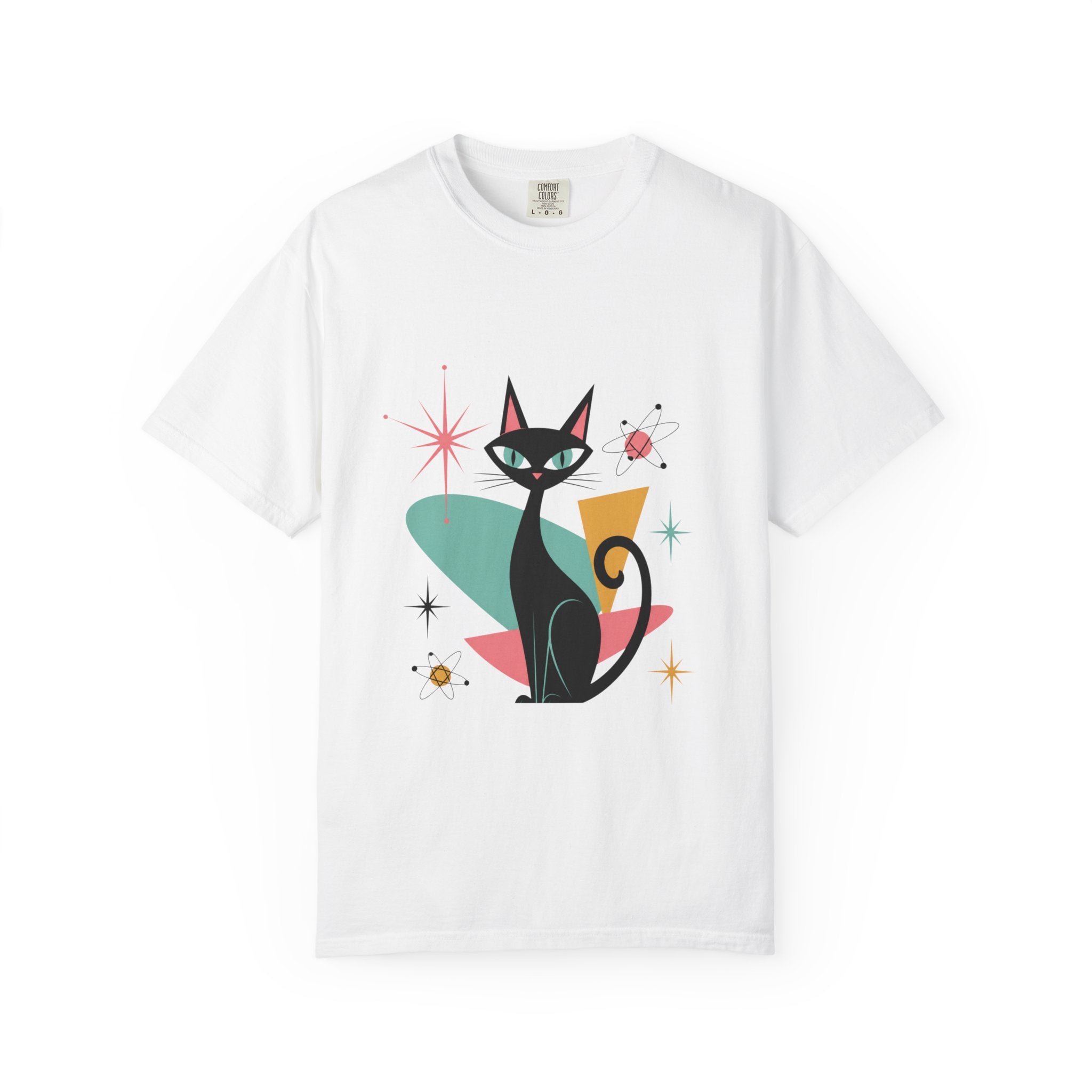 Retro Atomic Black Cat T-Shirt — 1950s Mid-Century Modern Graphic