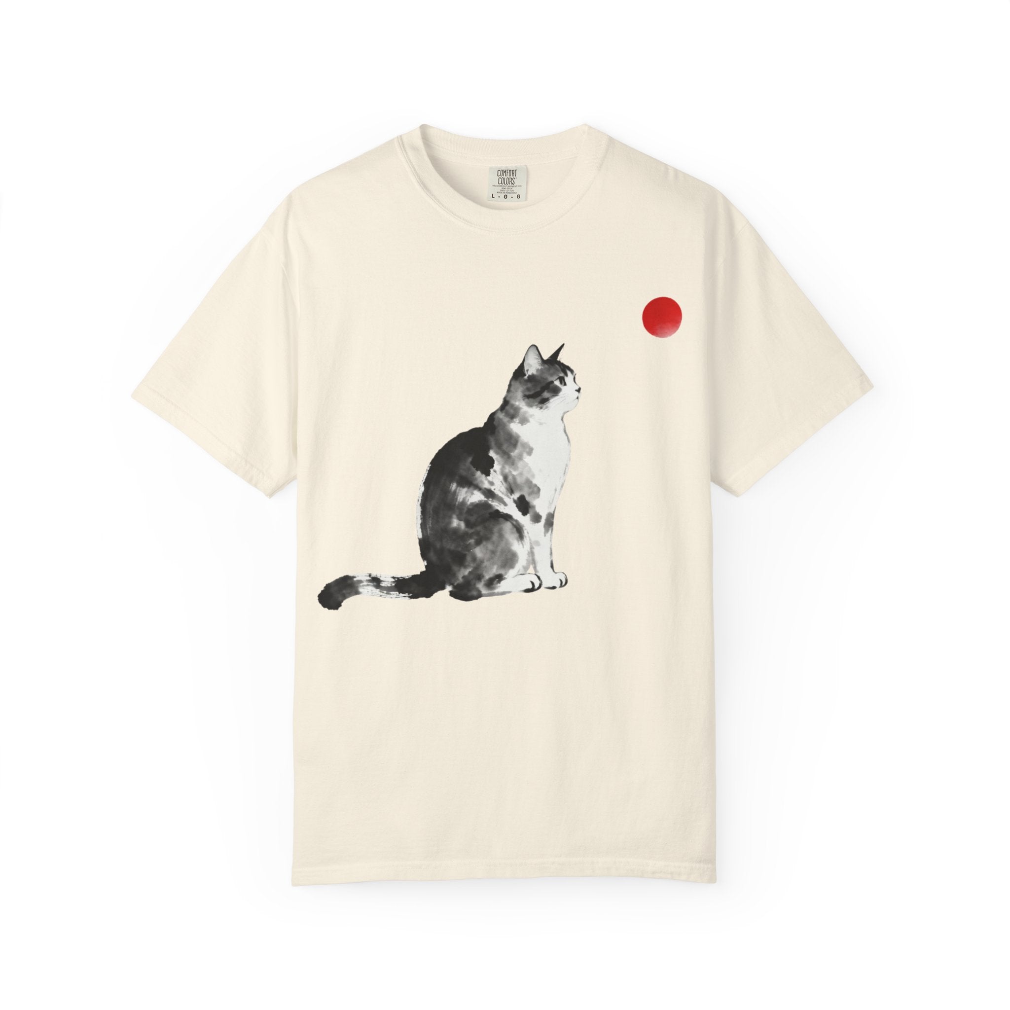 Sumi-e Tabby Cat T-Shirt — Minimalist Japanese Ink Wash Design