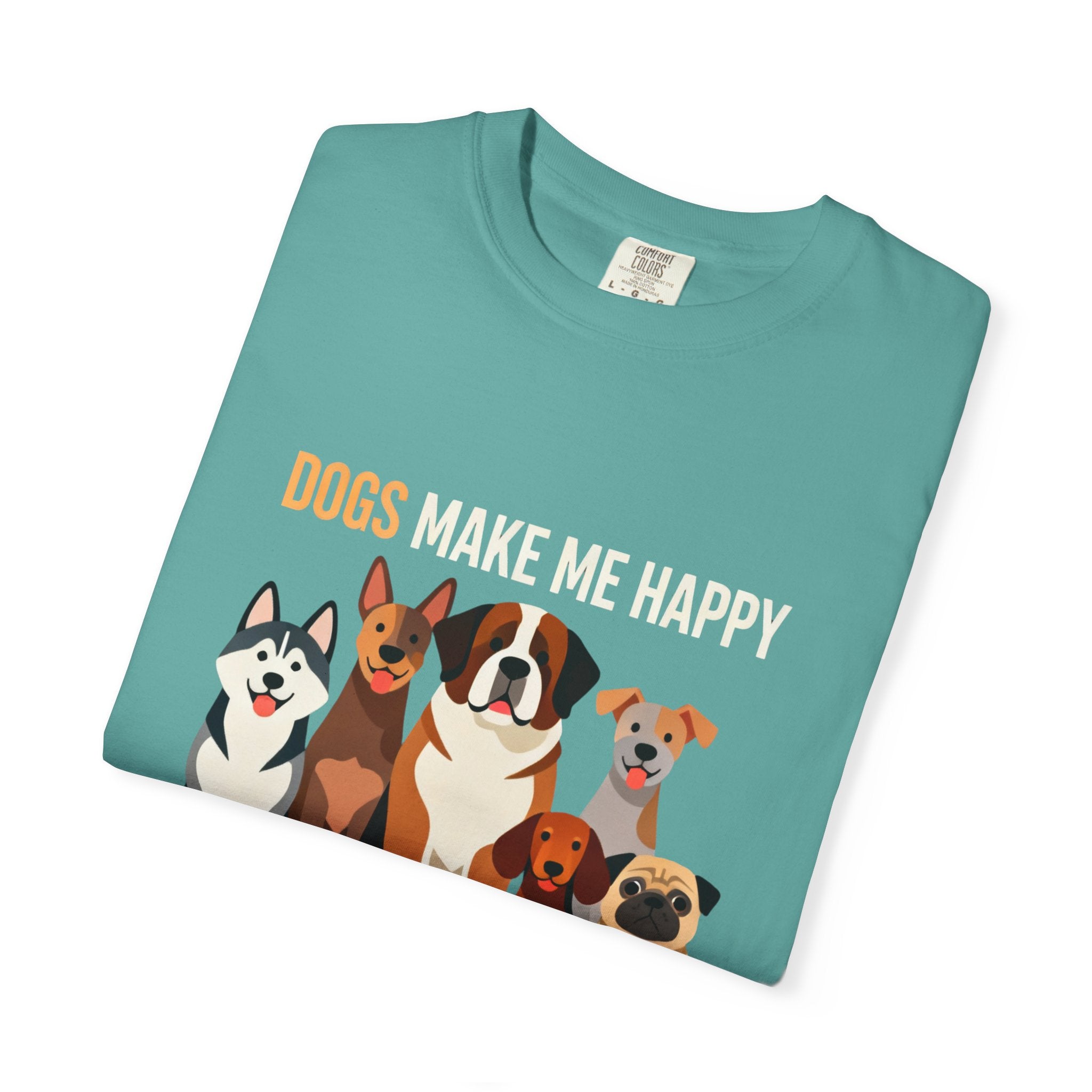 Dogs Make Me Happy T-Shirt — Cute Cartoon Dogs Graphic Tee