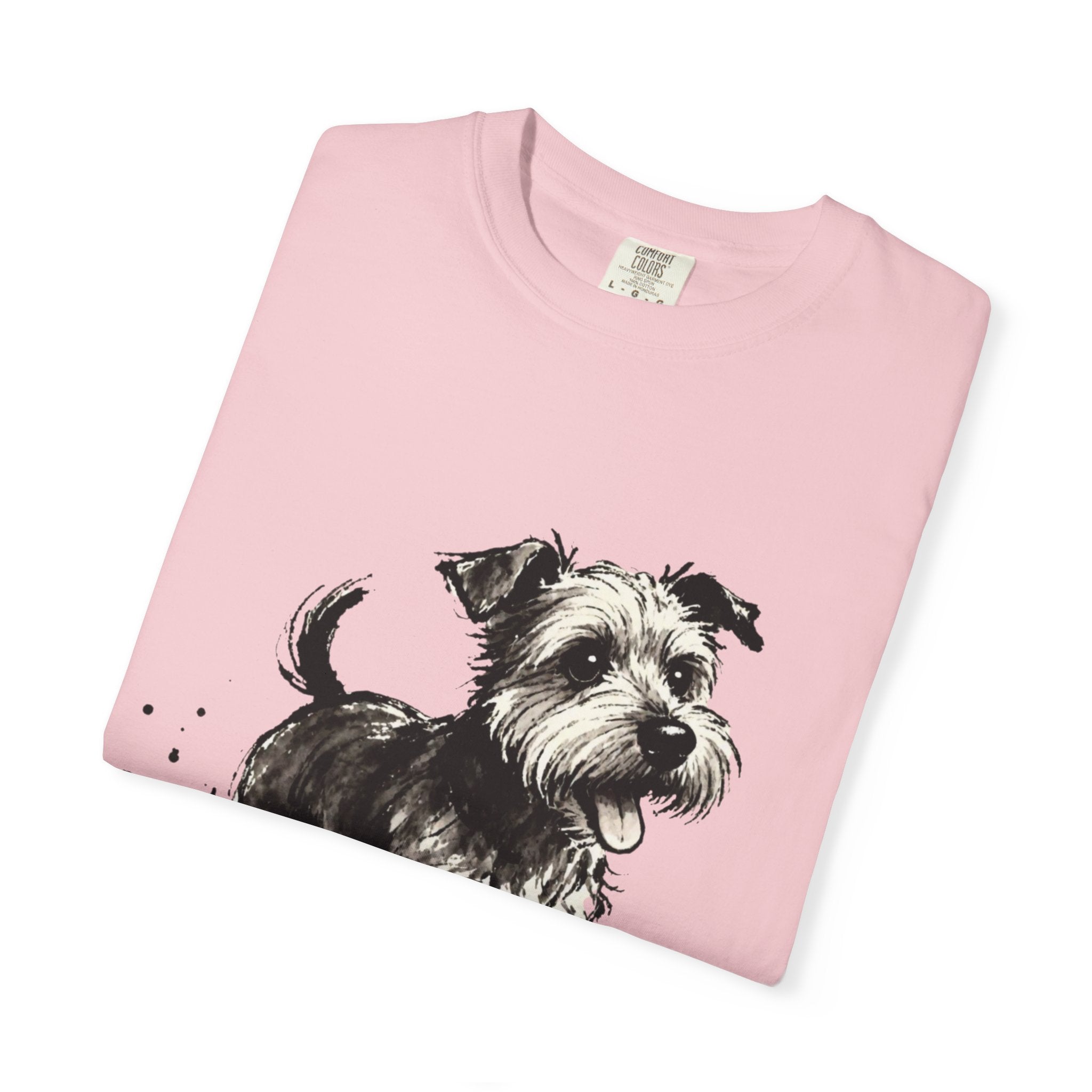 Wire‑Haired Terrier Puppy Running T-Shirt — Energetic Ink Sketch Design