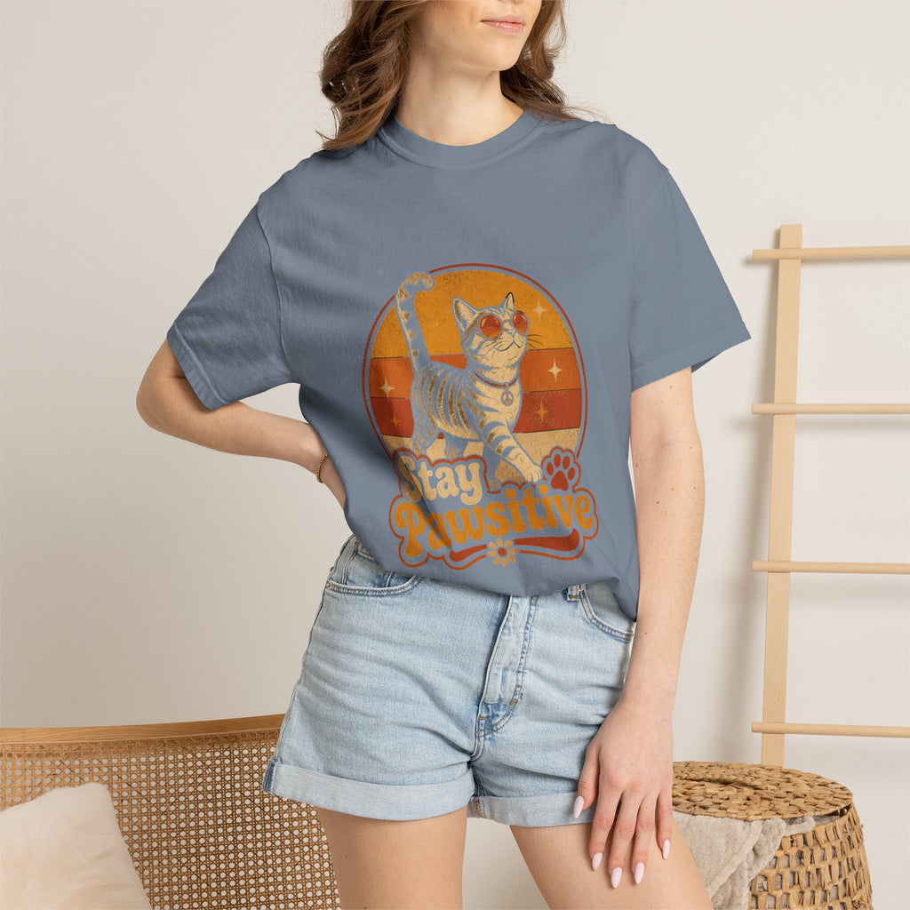 Stay Pawsitive Retro Cat T-Shirt