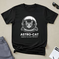 Astro-Cat Tabby Helmet T-Shirt — "explore my own PRIVACY" Retro Space Tee