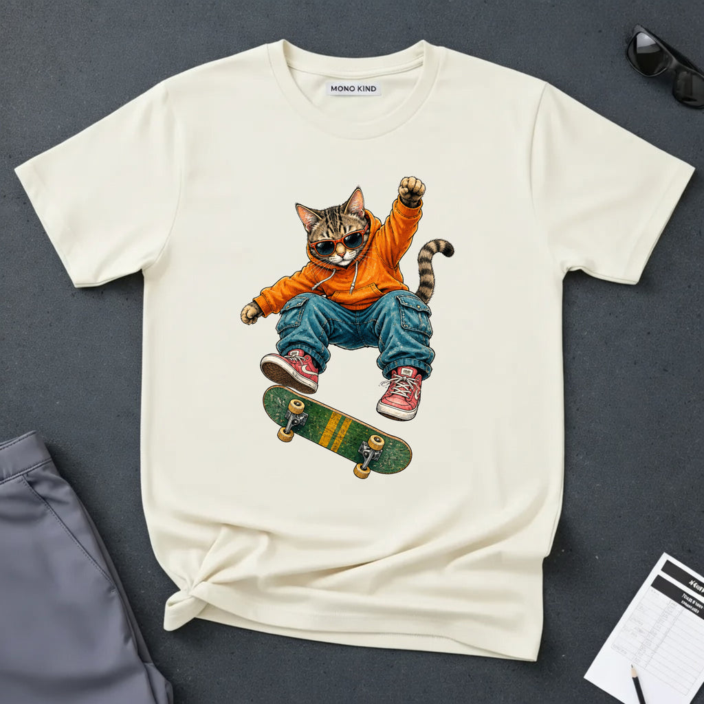 Skateboard Tabby Cat T-Shirt