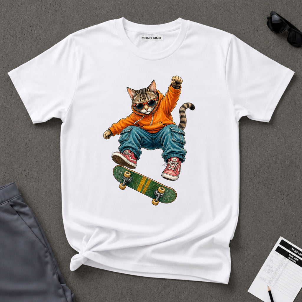 Skateboard Tabby Cat T-Shirt