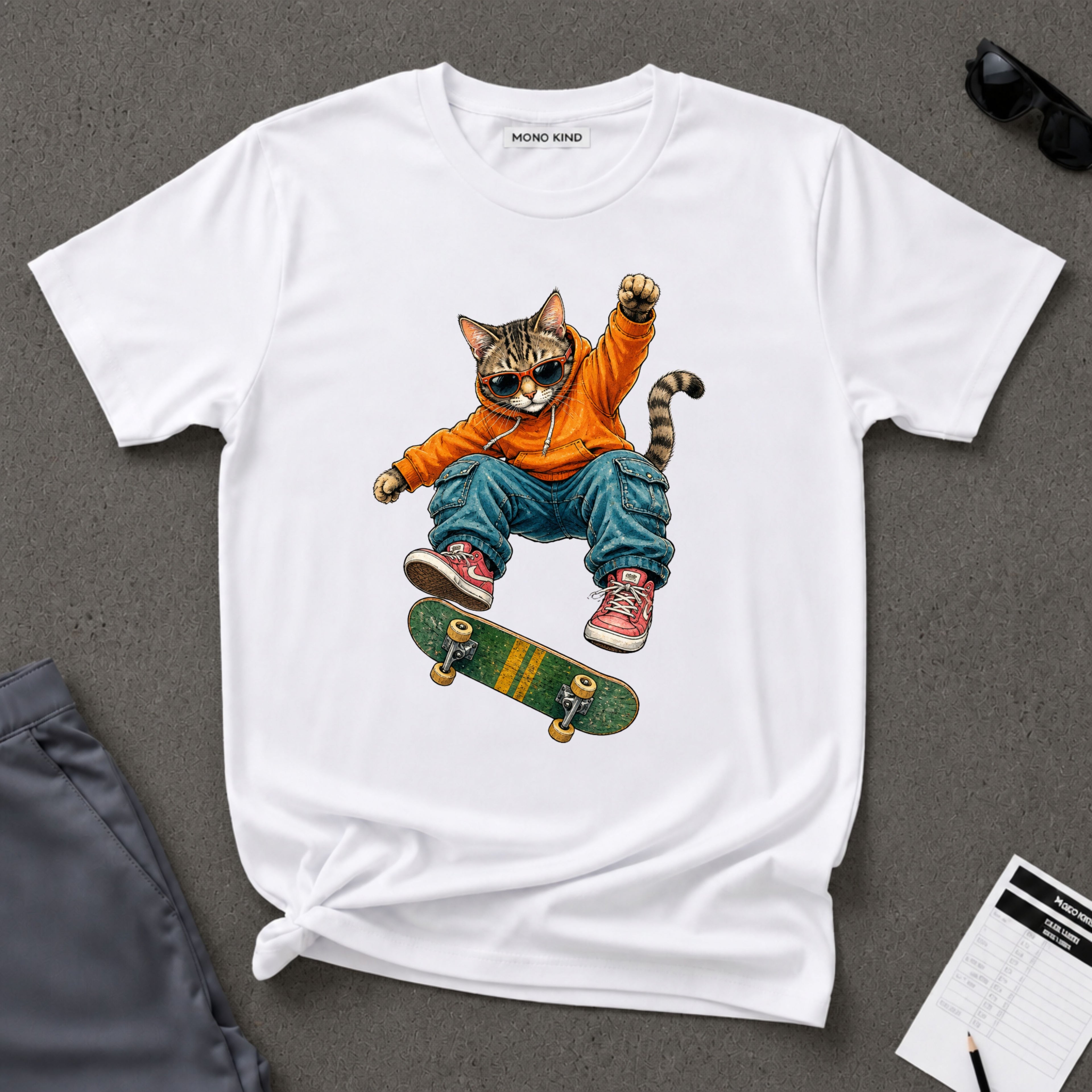 Skateboard Tabby Cat T-Shirt