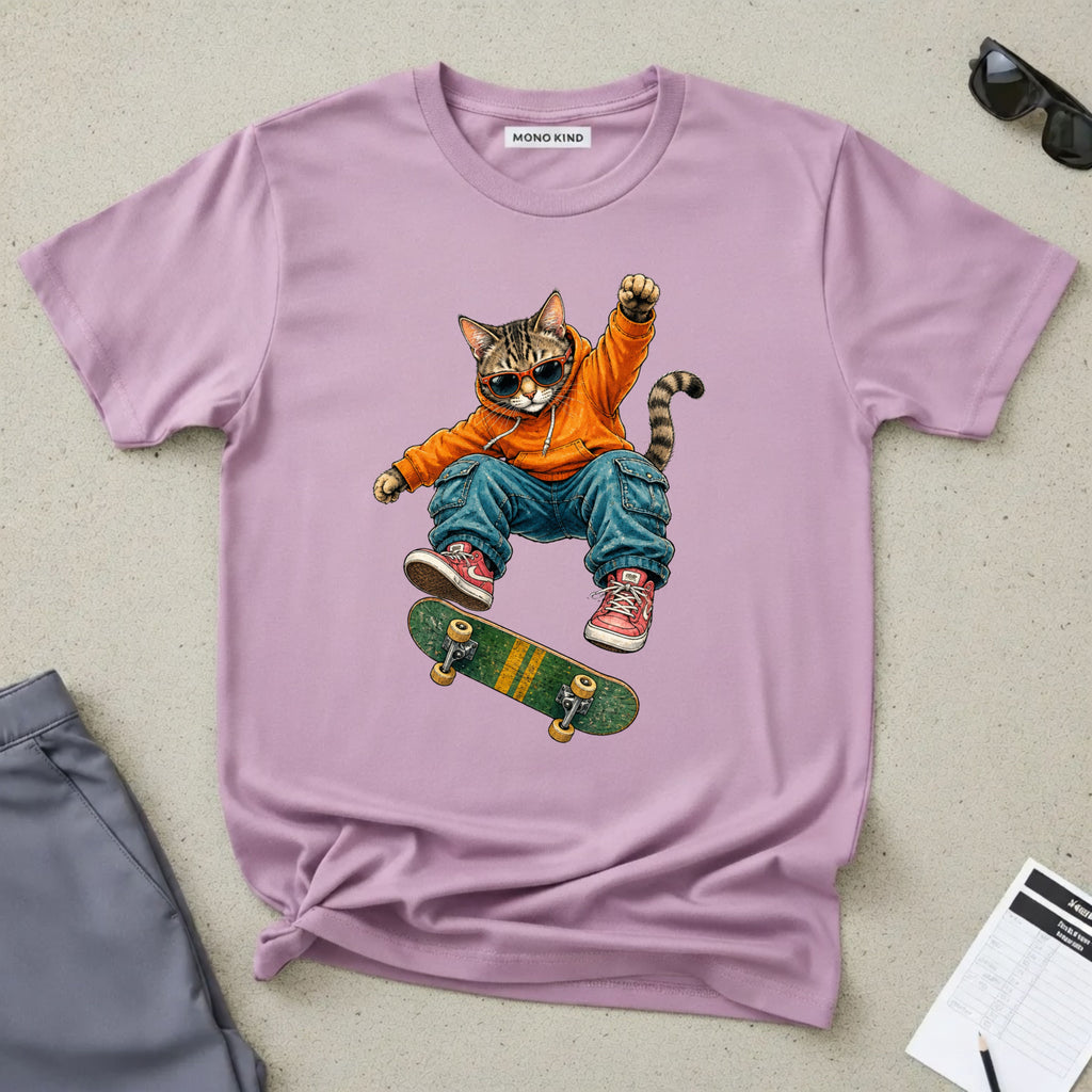 Skateboard Tabby Cat T-Shirt