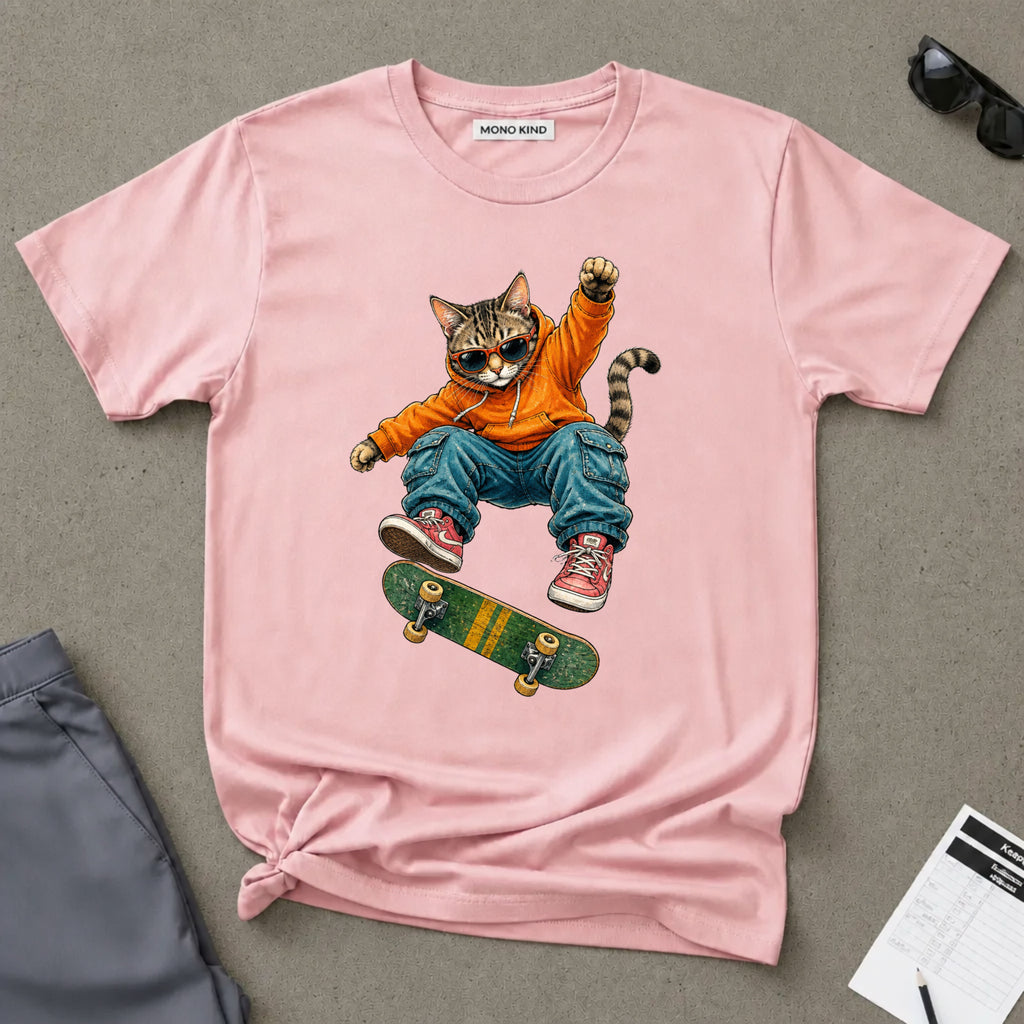 Skateboard Tabby Cat T-Shirt