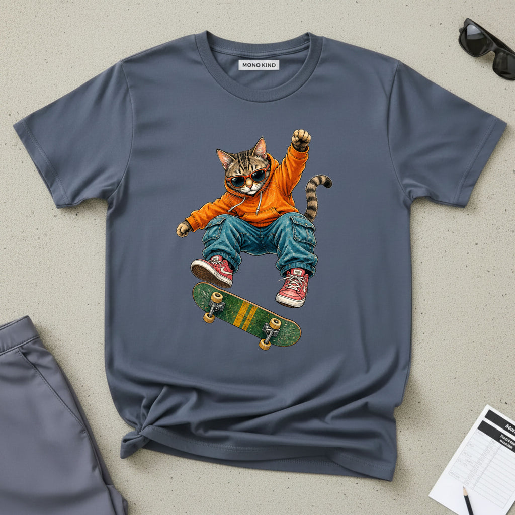Skateboard Tabby Cat T-Shirt