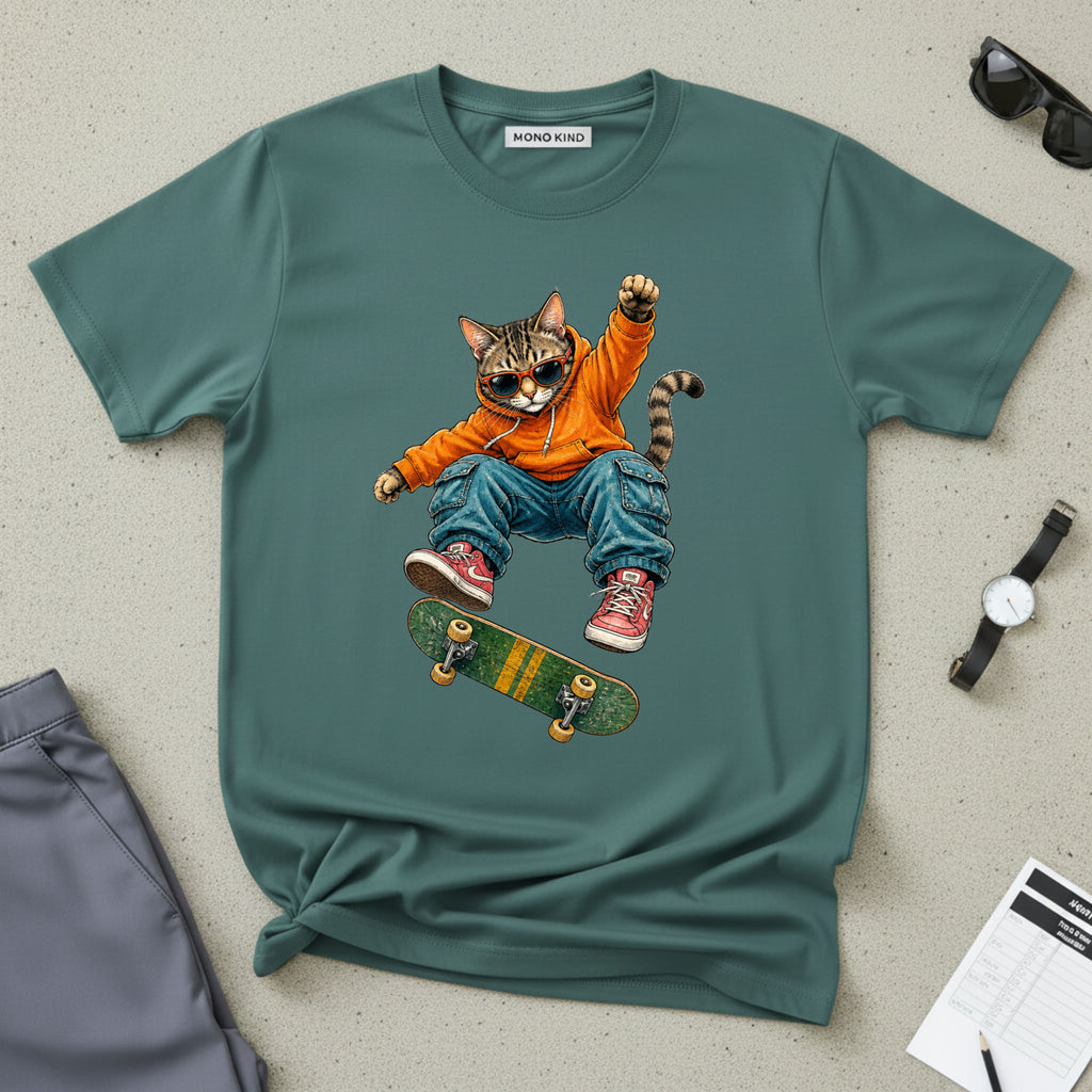 Skateboard Tabby Cat T-Shirt