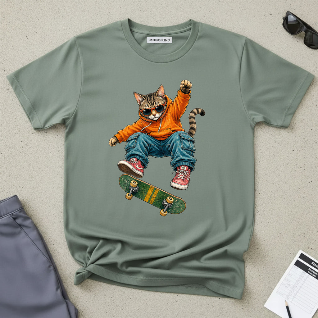 Skateboard Tabby Cat T-Shirt