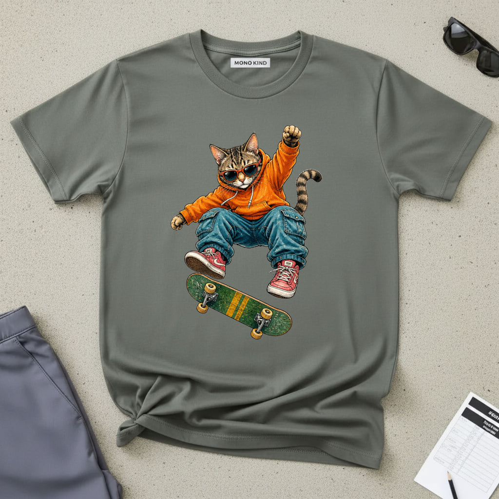 Skateboard Tabby Cat T-Shirt