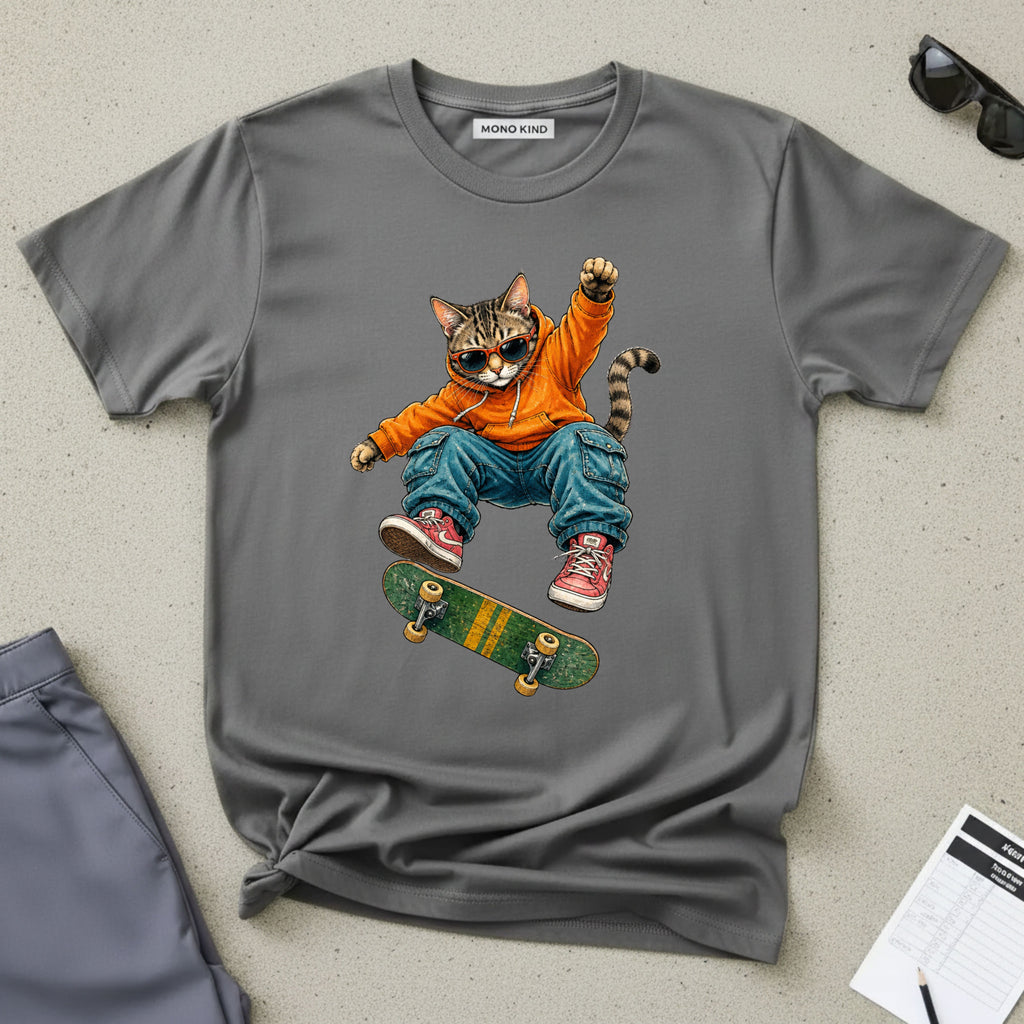 Skateboard Tabby Cat T-Shirt