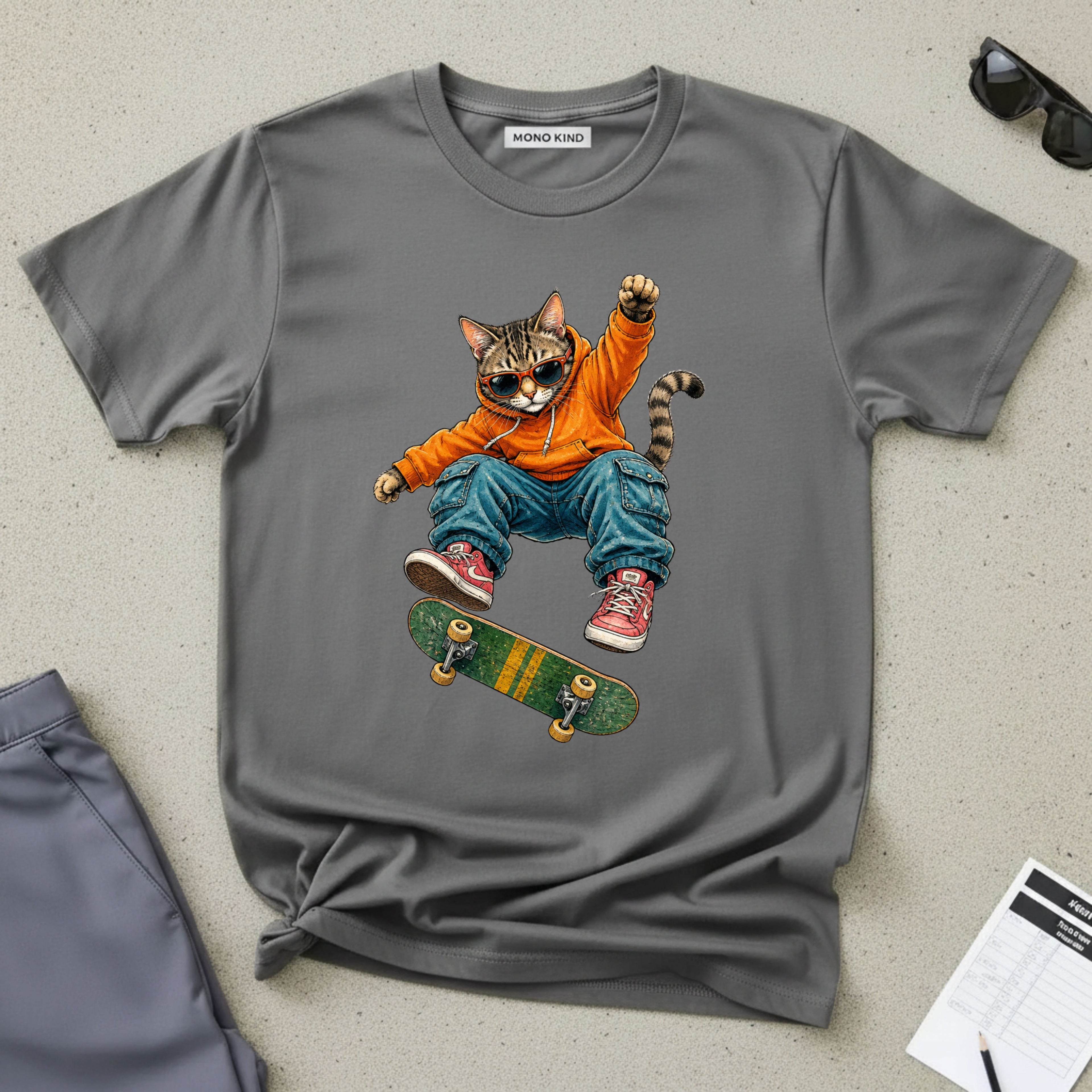 Skateboard Tabby Cat T-Shirt