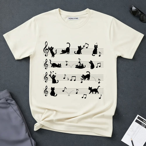 Cat Music Staff T-Shirt