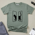 Minimalist Split Black Cat T-Shirt