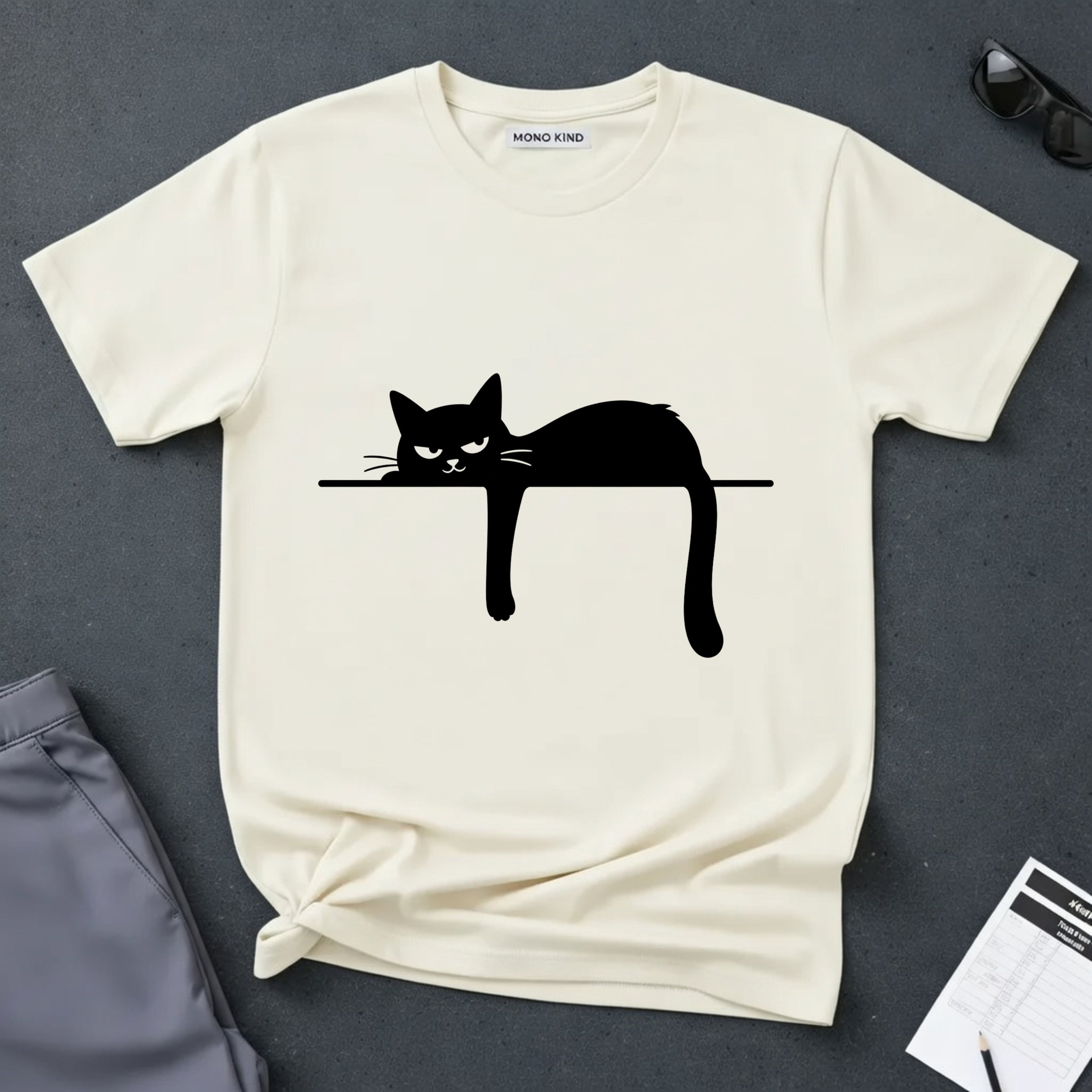 Grumpy Black Cat Silhouette T-Shirt