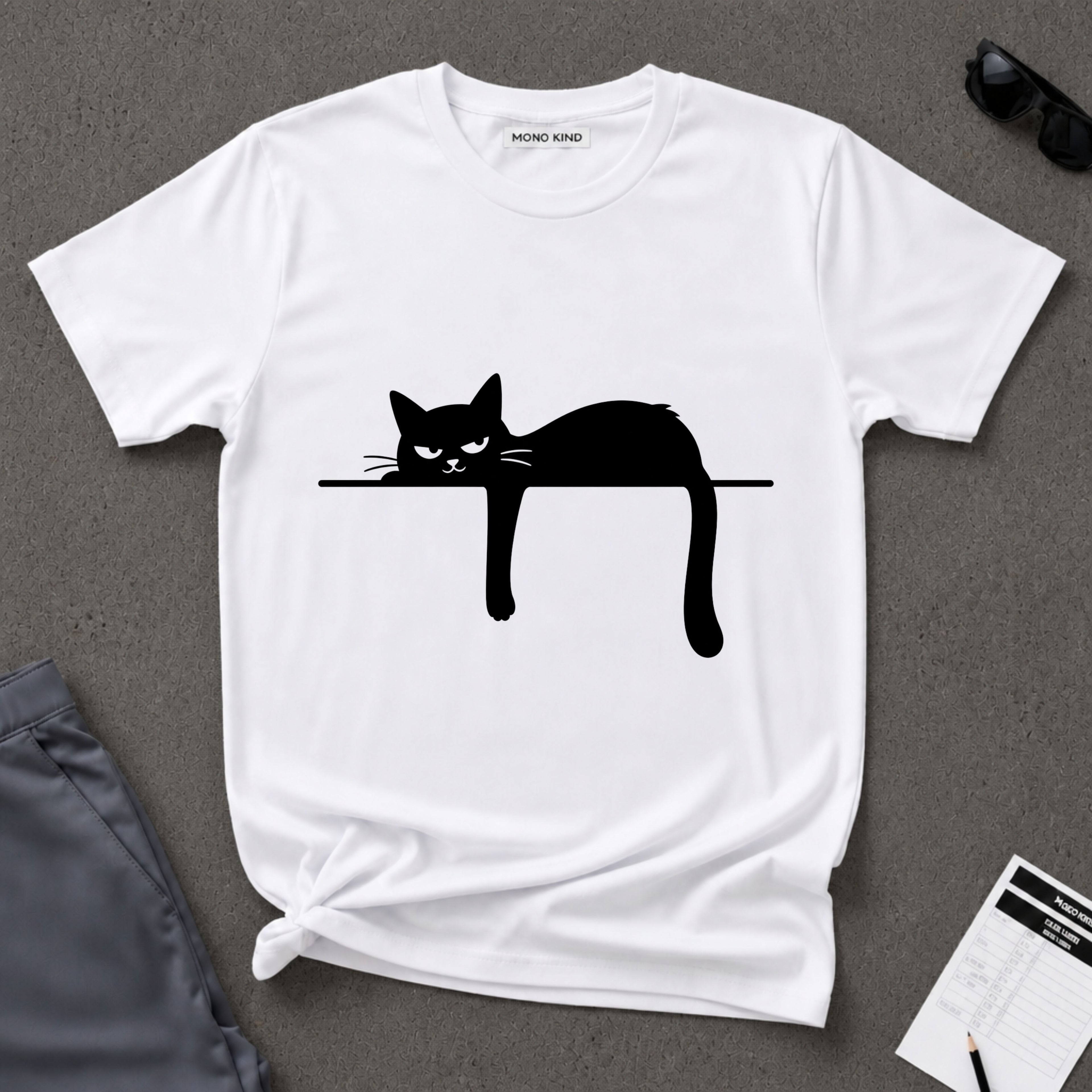 Grumpy Black Cat Silhouette T-Shirt