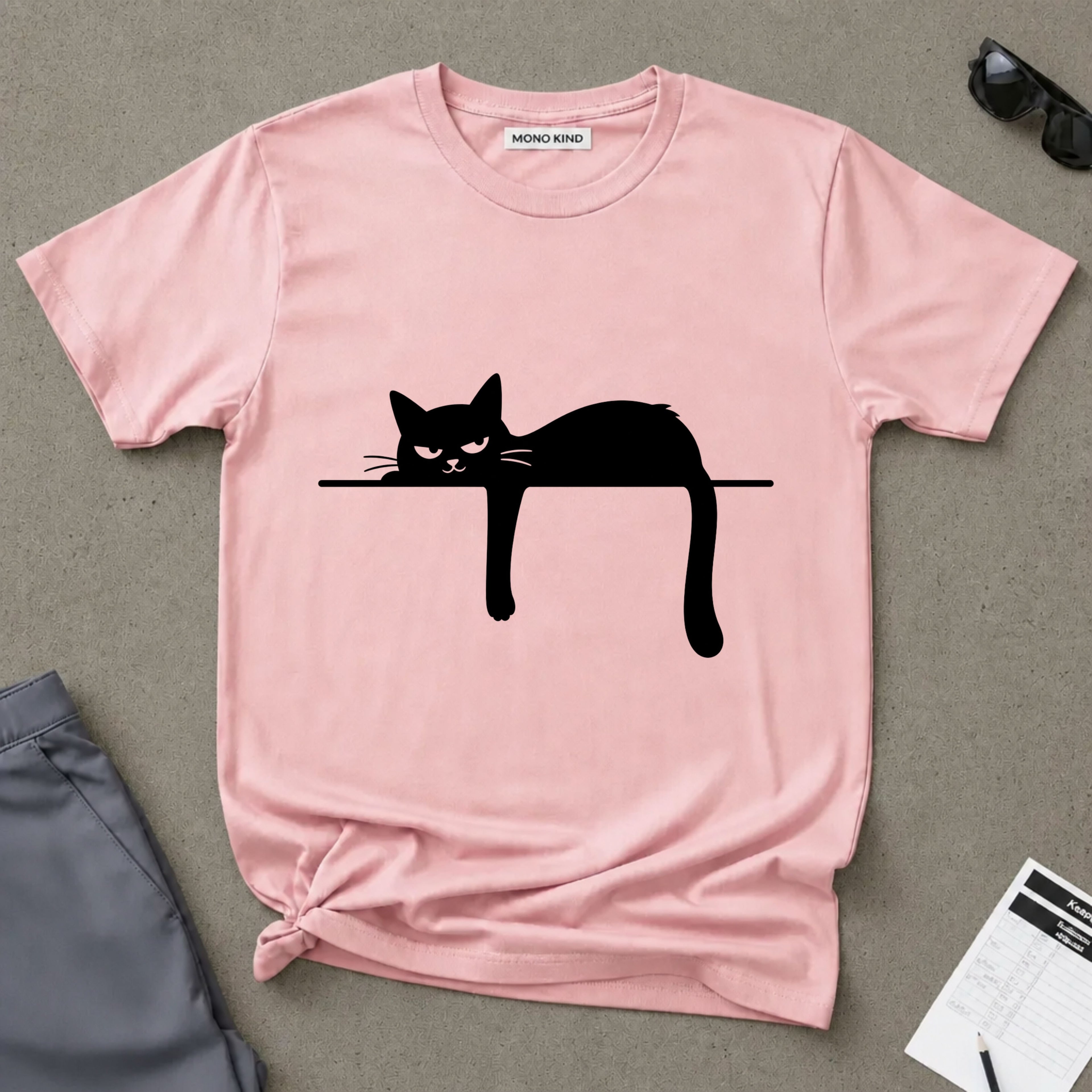 Grumpy Black Cat Silhouette T-Shirt