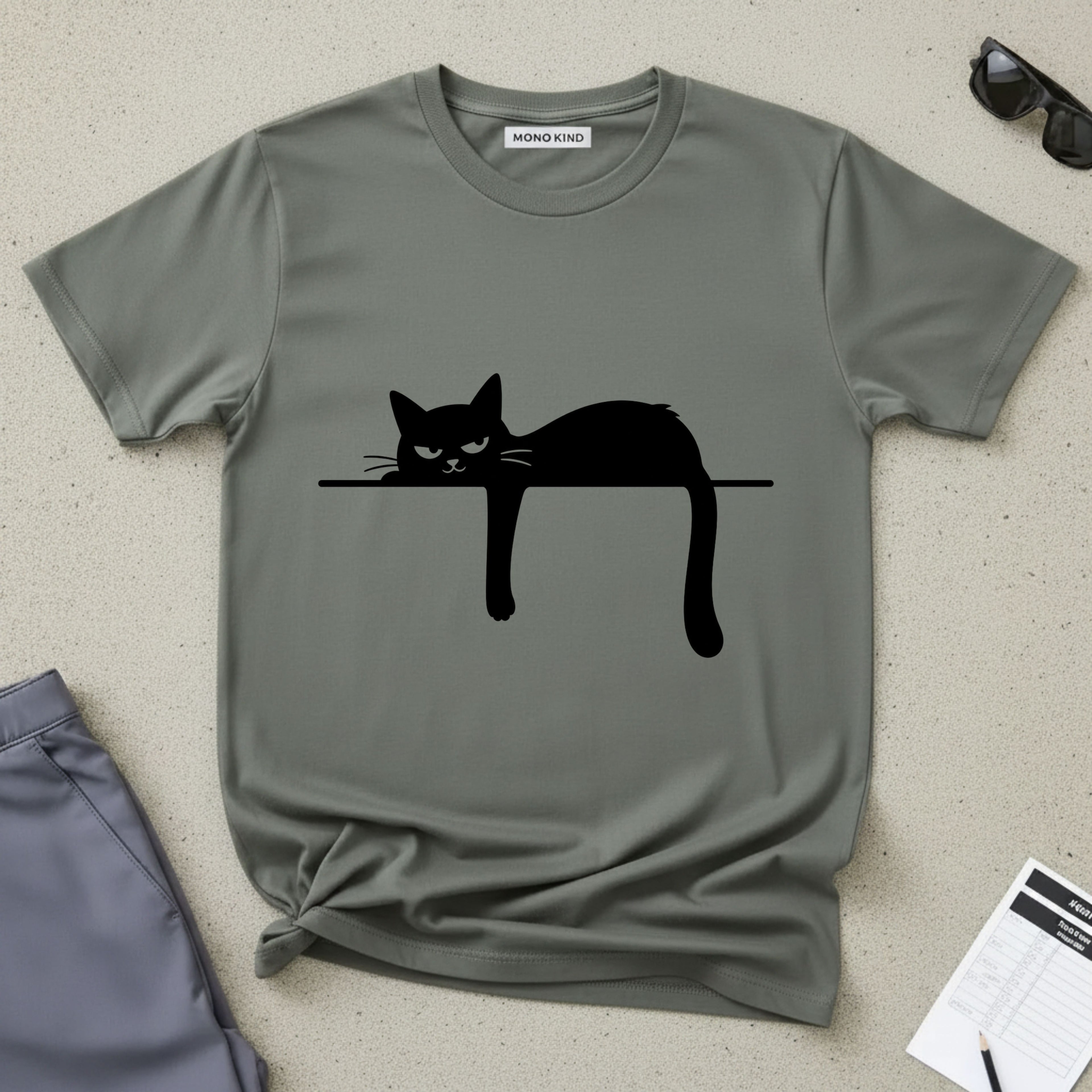 Grumpy Black Cat Silhouette T-Shirt