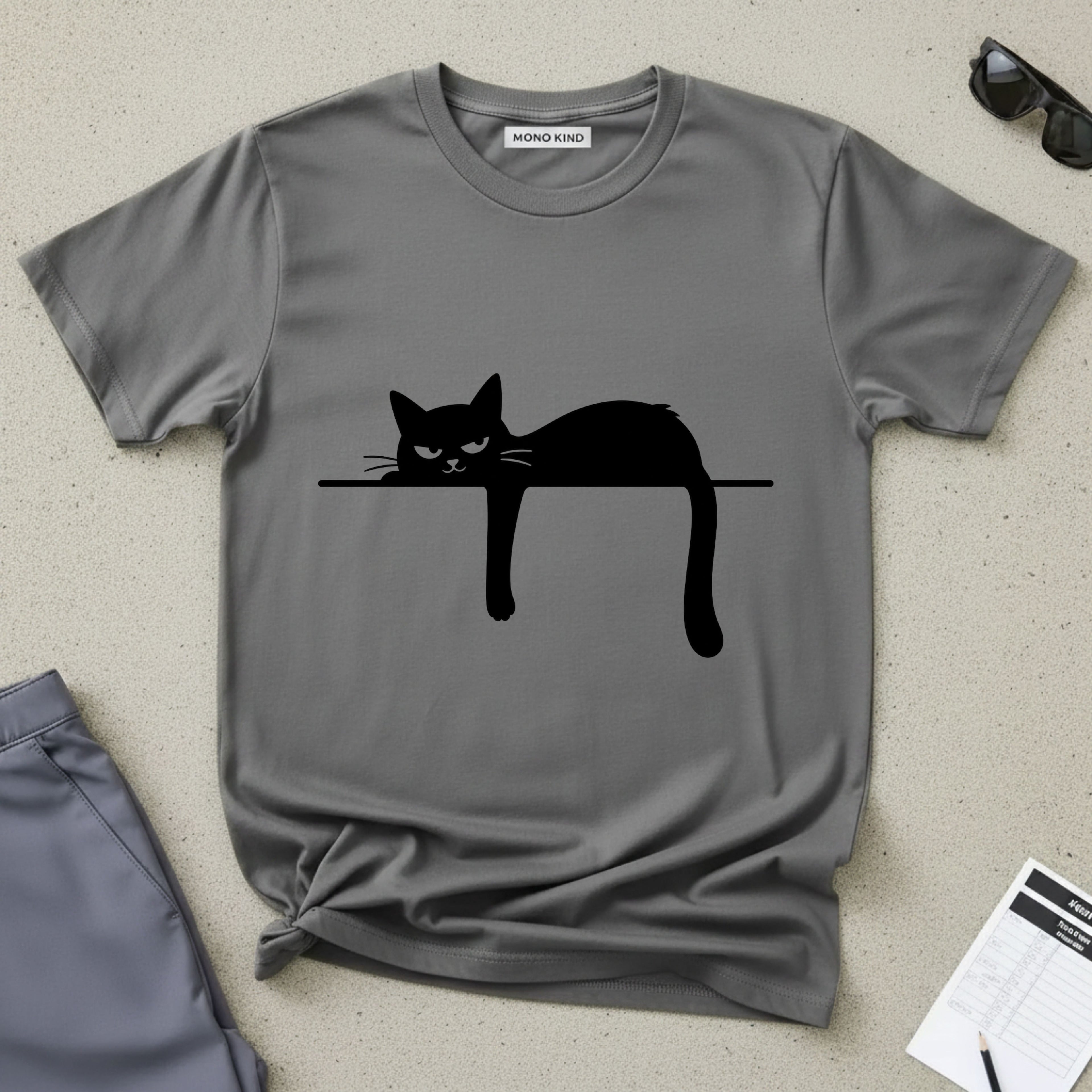 Grumpy Black Cat Silhouette T-Shirt