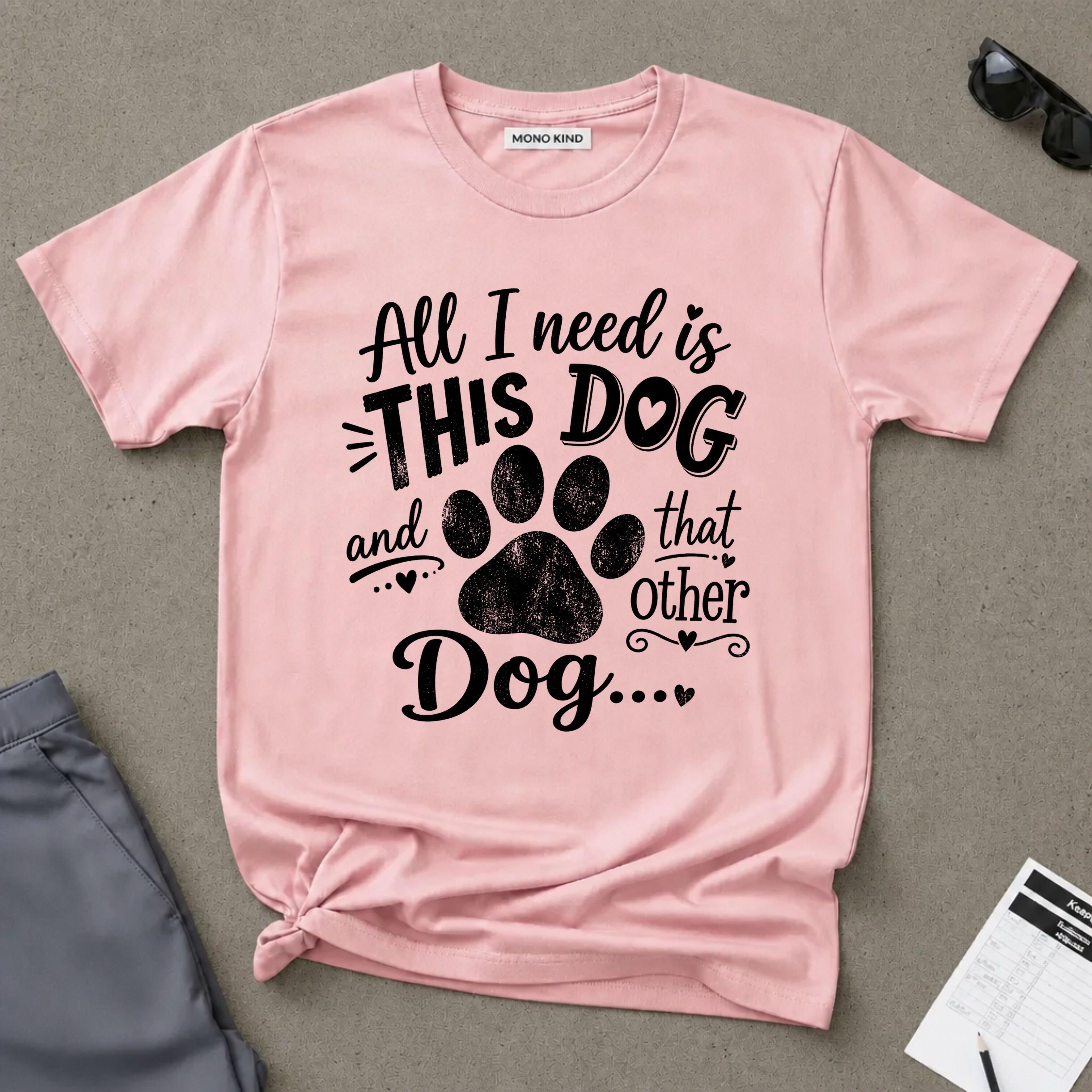 Dog Lover with Paw Print T‑Shirt