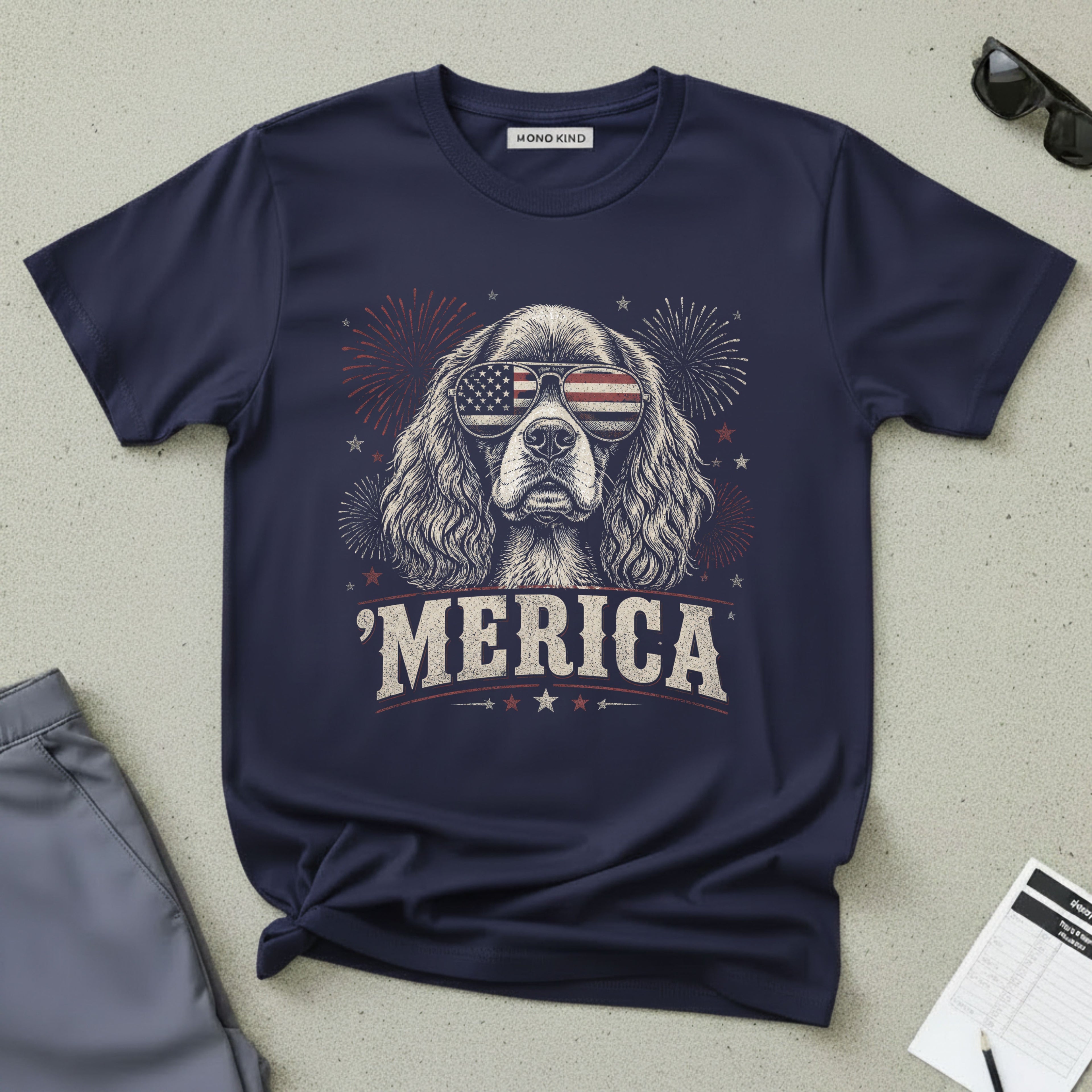 'MERICA Cocker Spaniel Aviator Sunglasses T-Shirt