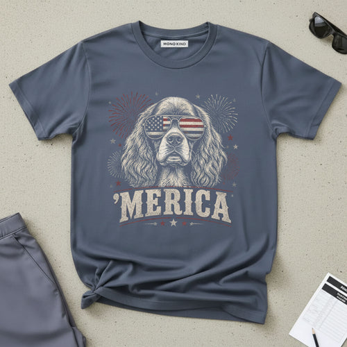 'MERICA Cocker Spaniel Aviator Sunglasses T-Shirt
