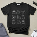 Cute Cats 3x3 Line Art T-Shirt