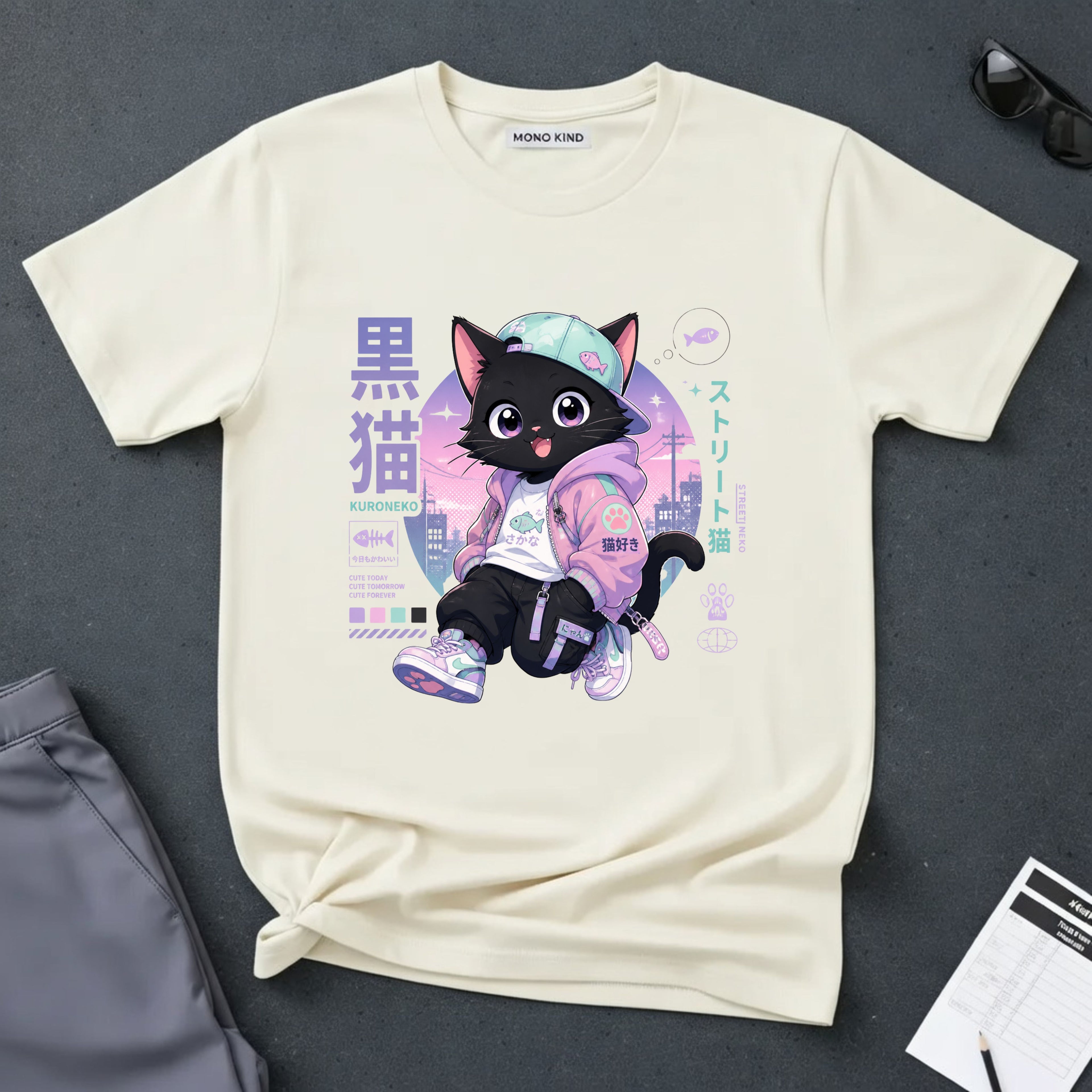 Chibi Black Cat Streetwear T-Shirt