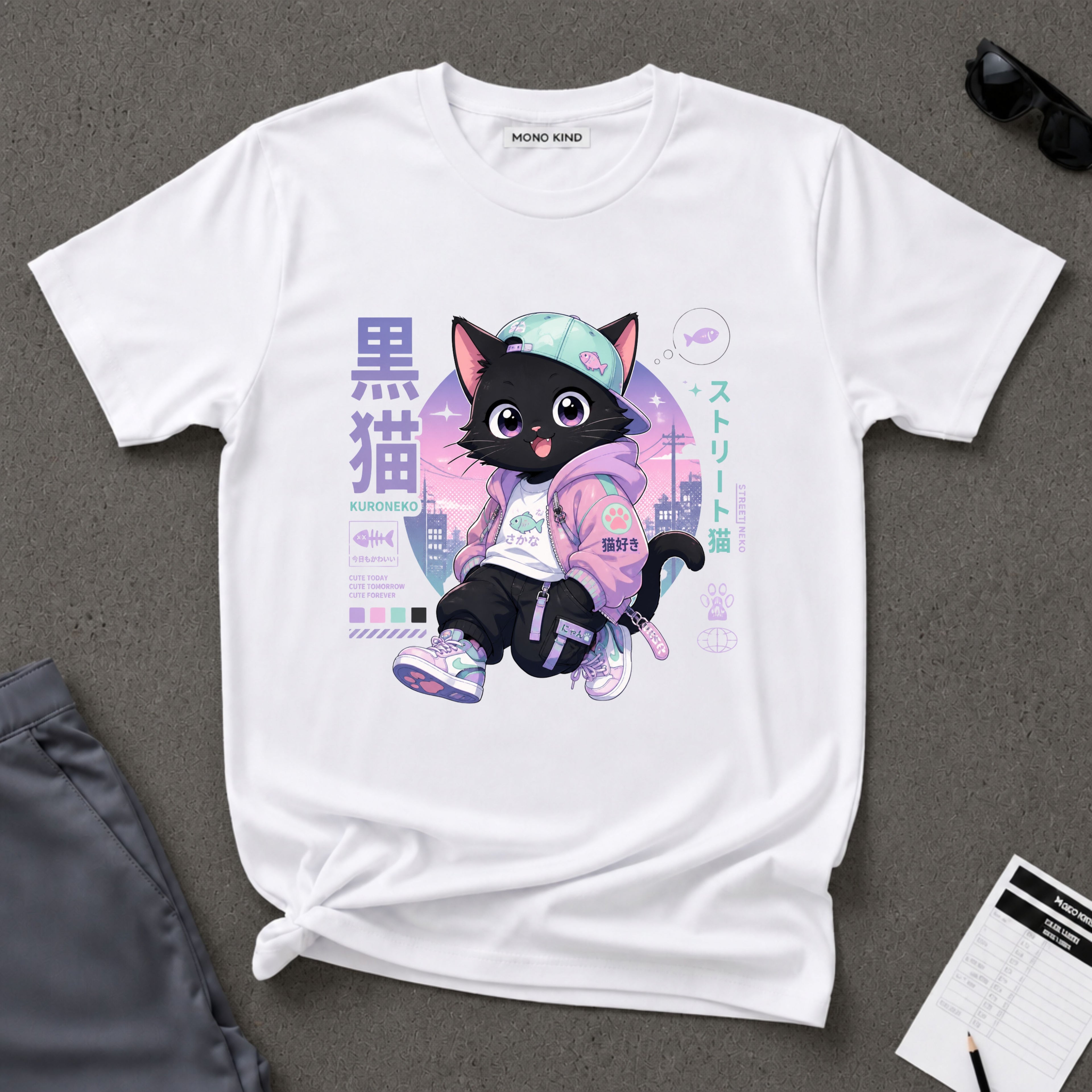 Chibi Black Cat Streetwear T-Shirt