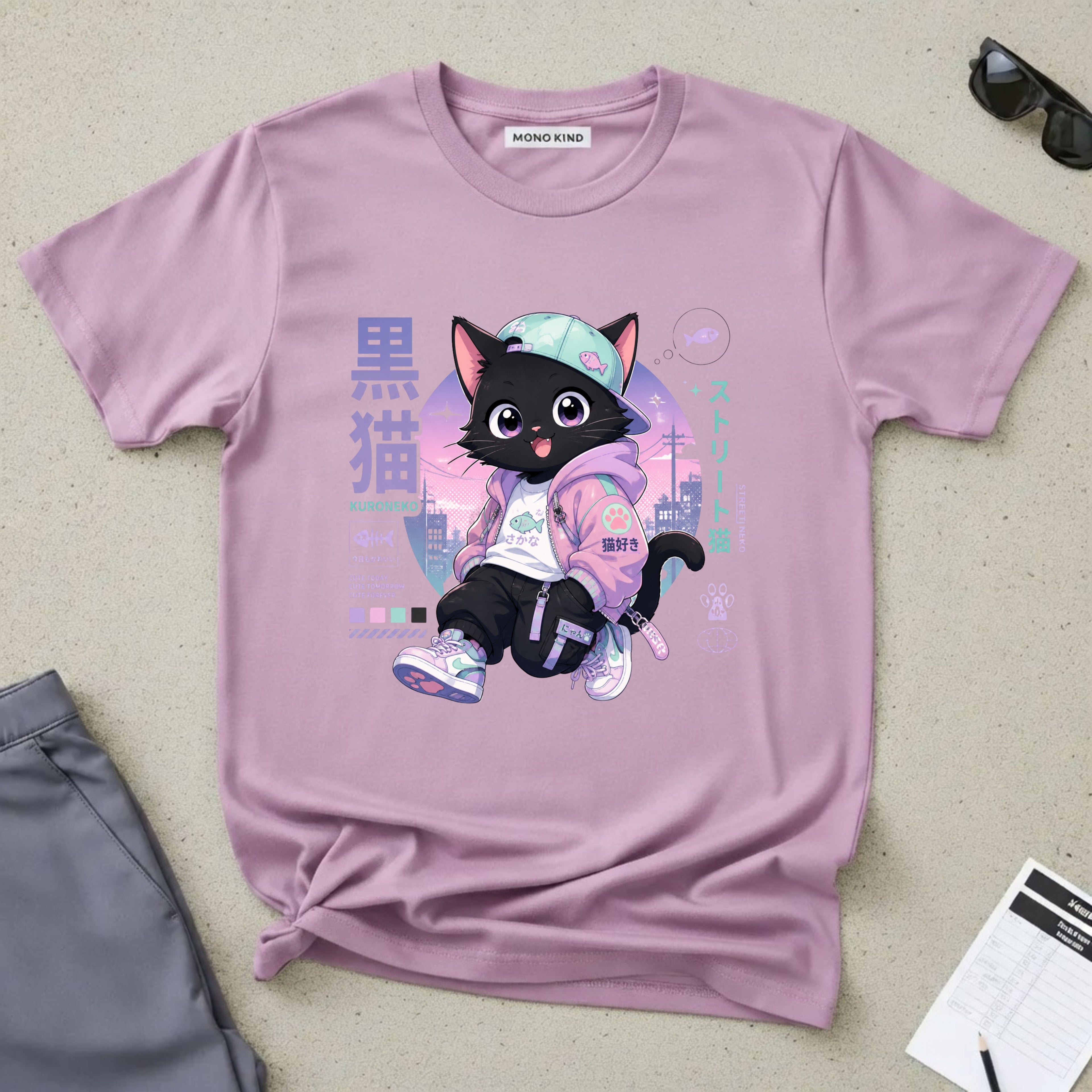 Chibi Black Cat Streetwear T-Shirt