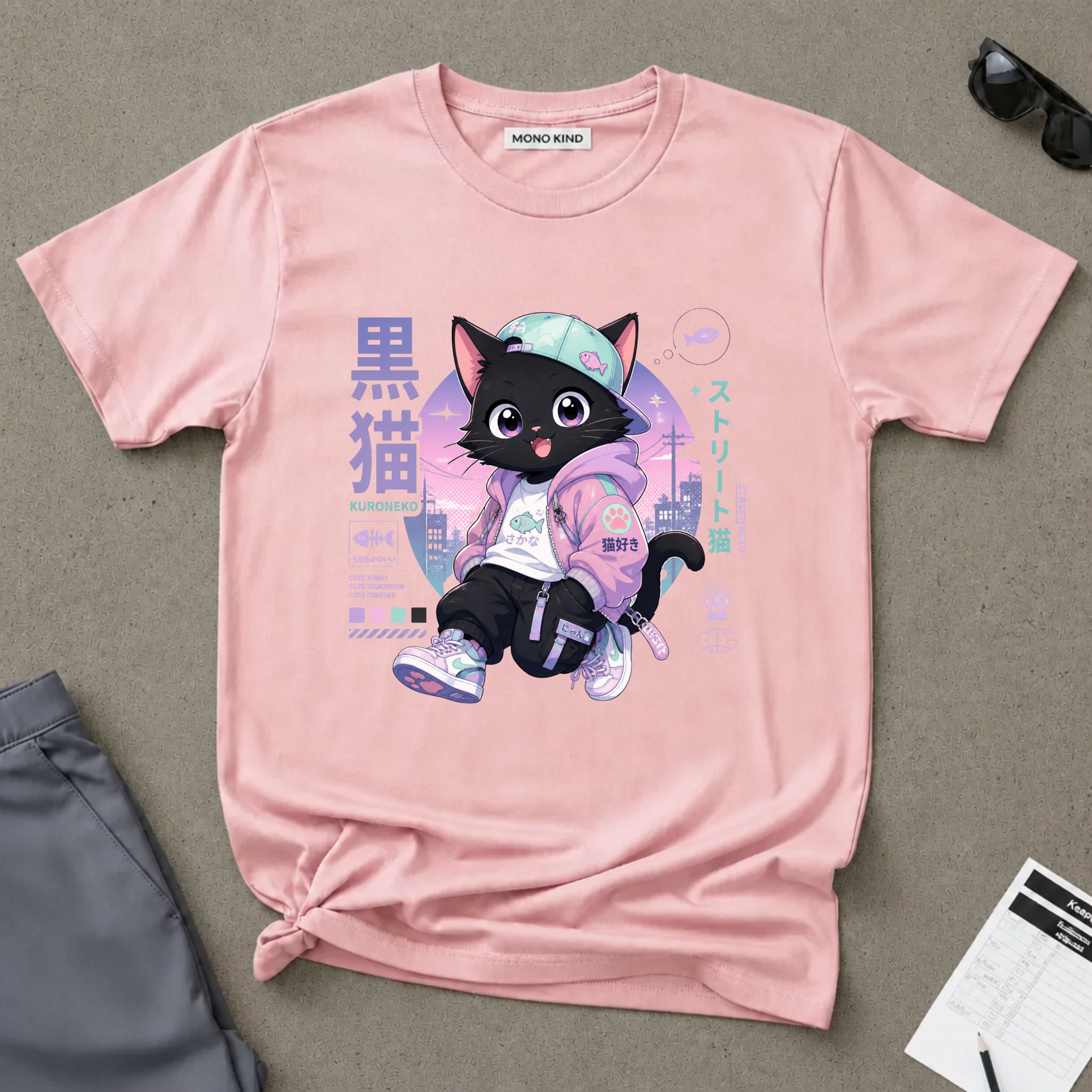 Chibi Black Cat Streetwear T-Shirt