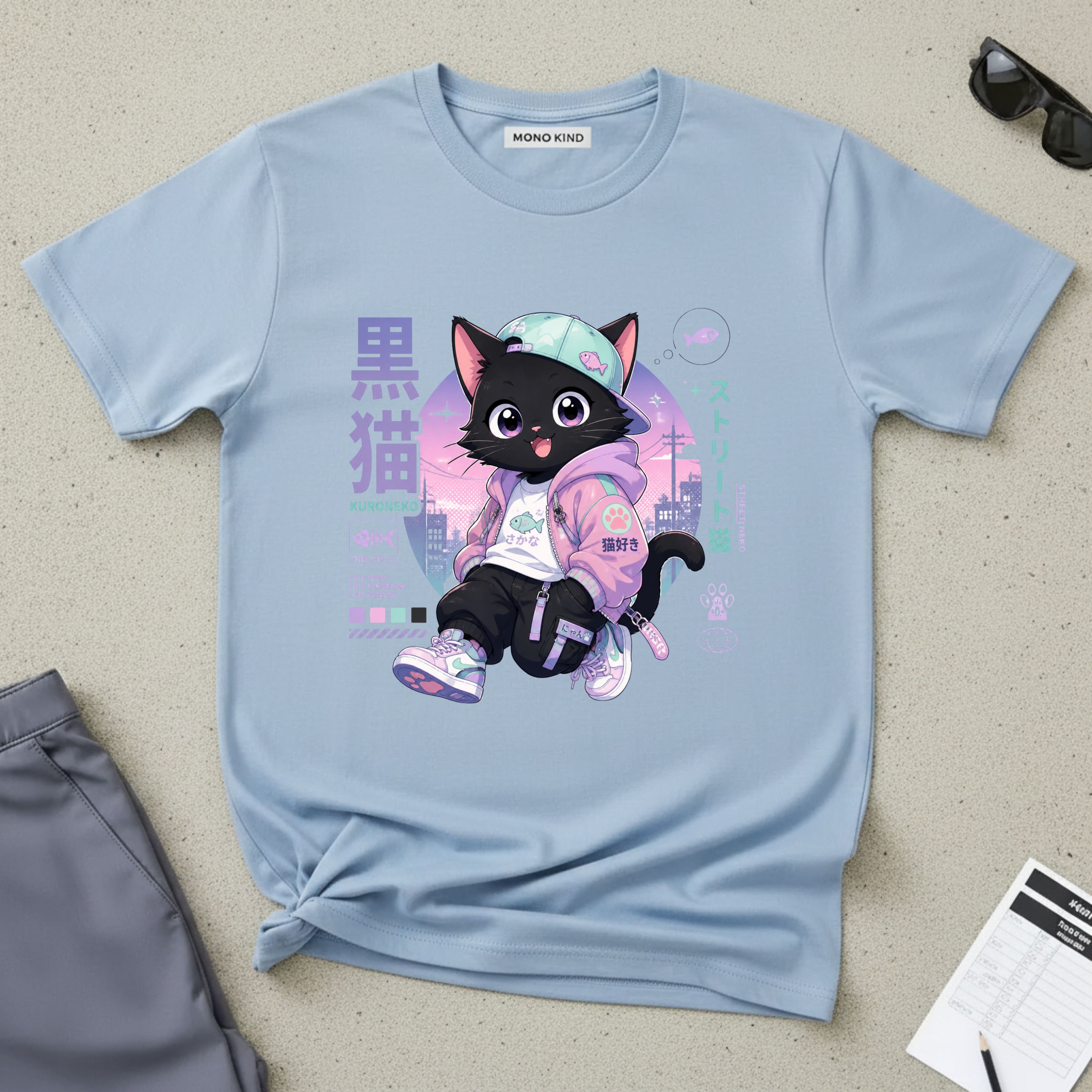Chibi Black Cat Streetwear T-Shirt