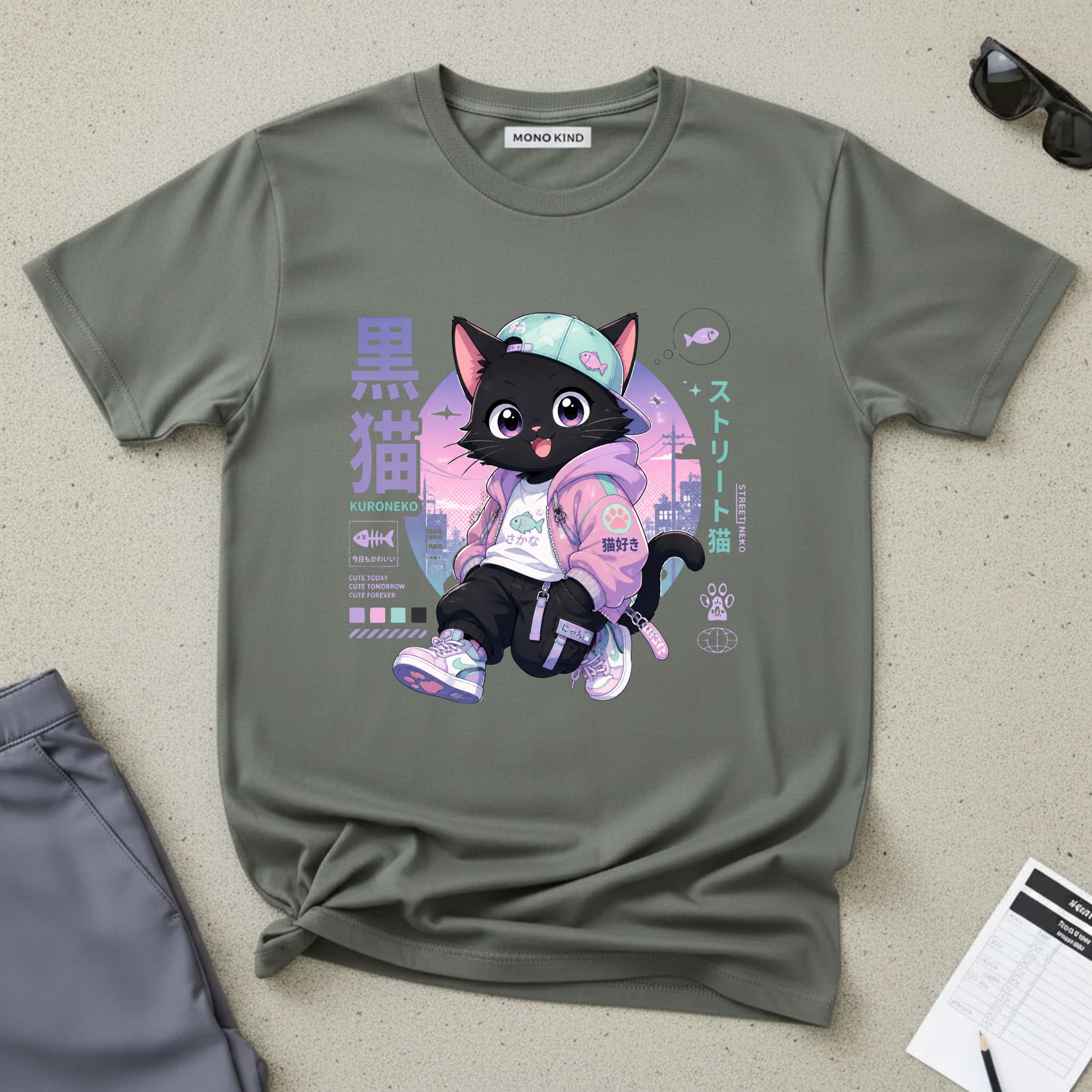 Chibi Black Cat Streetwear T-Shirt