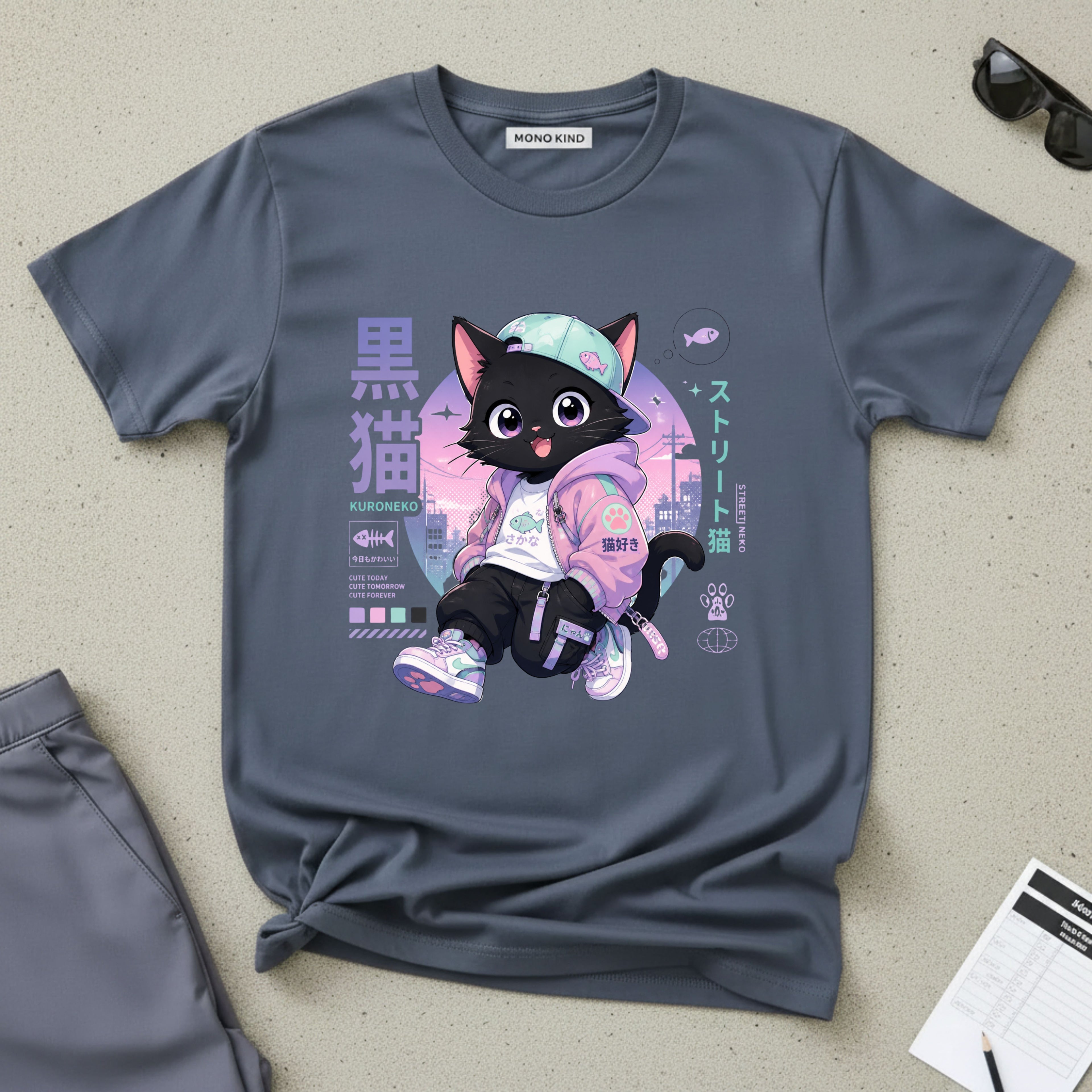 Chibi Black Cat Streetwear T-Shirt