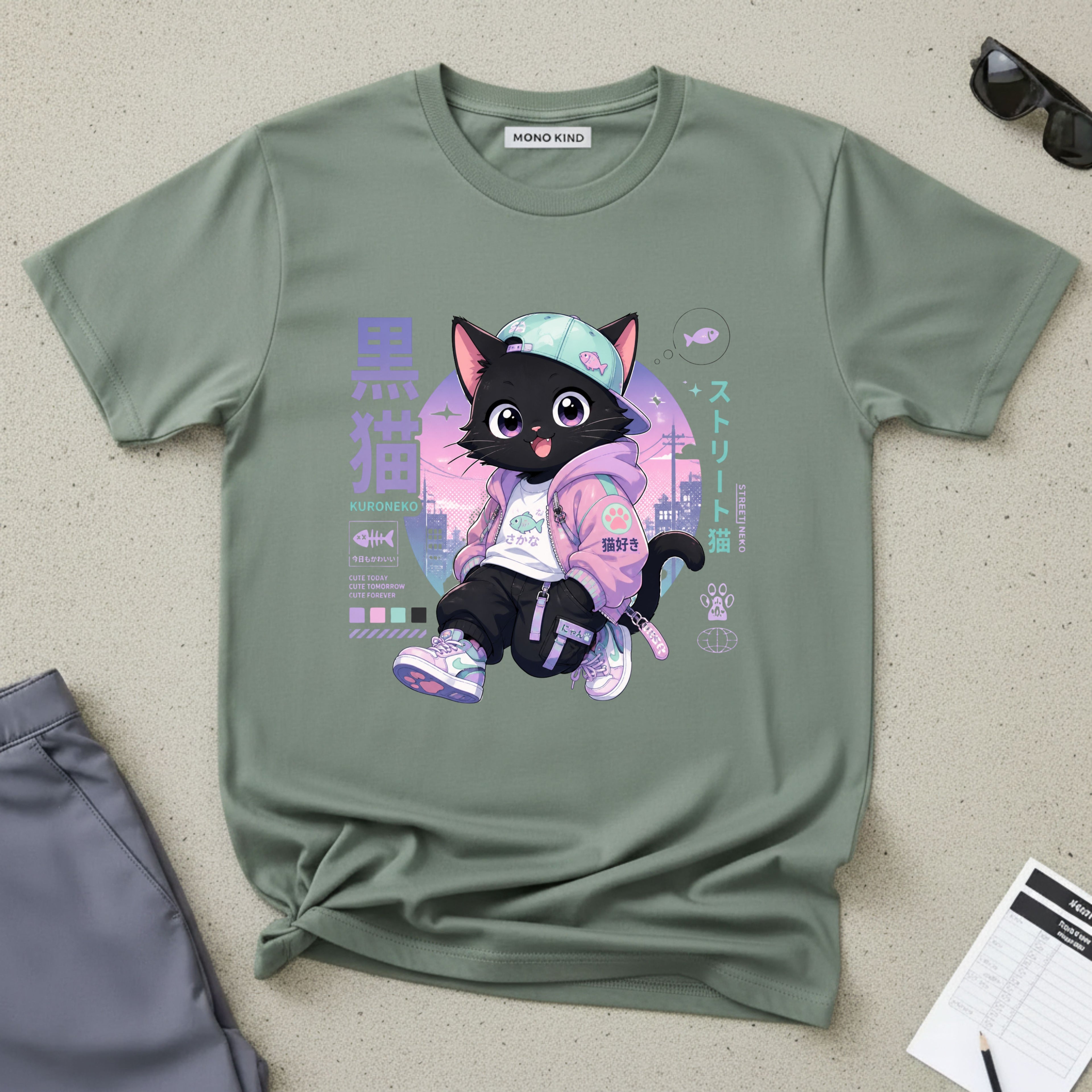 Chibi Black Cat Streetwear T-Shirt