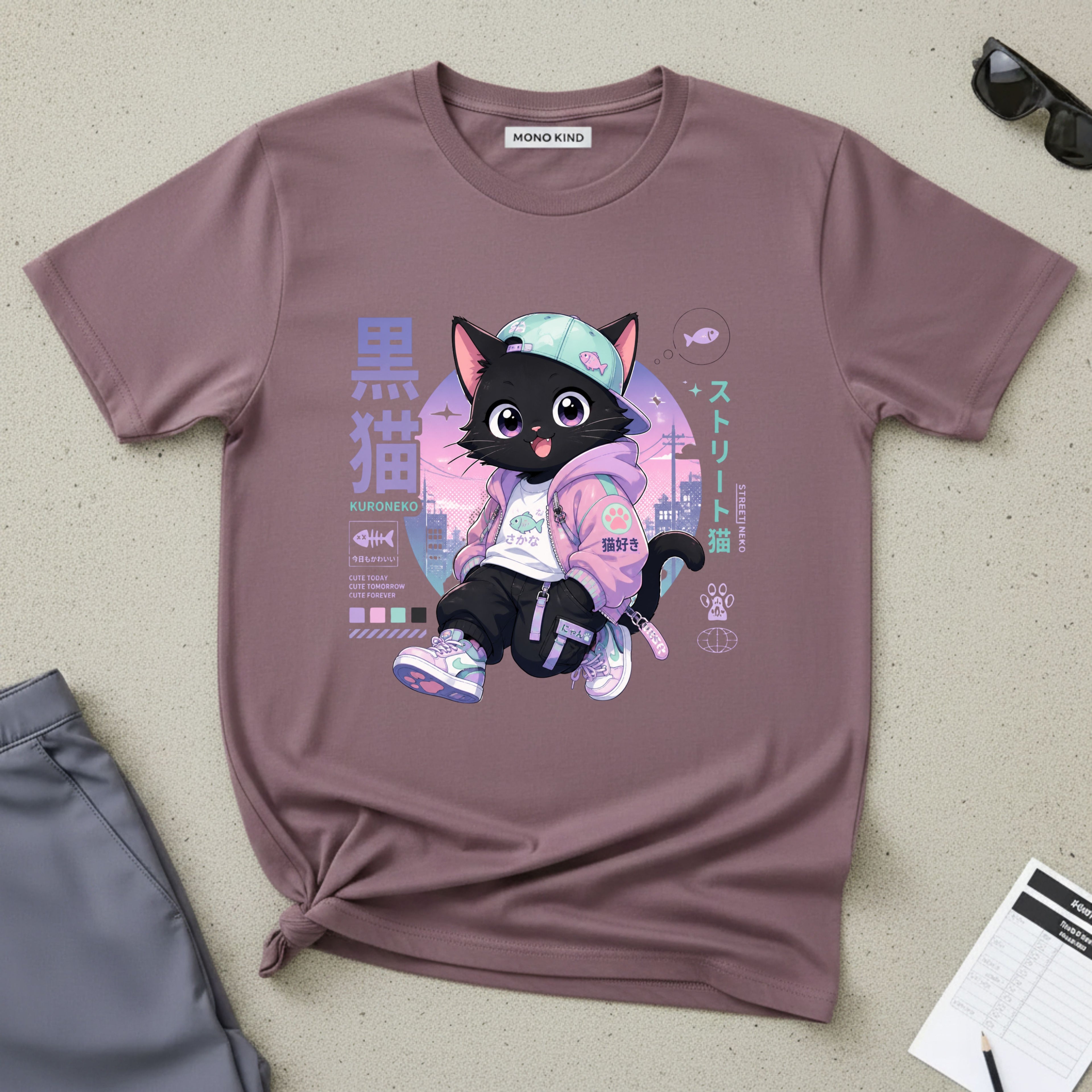 Chibi Black Cat Streetwear T-Shirt