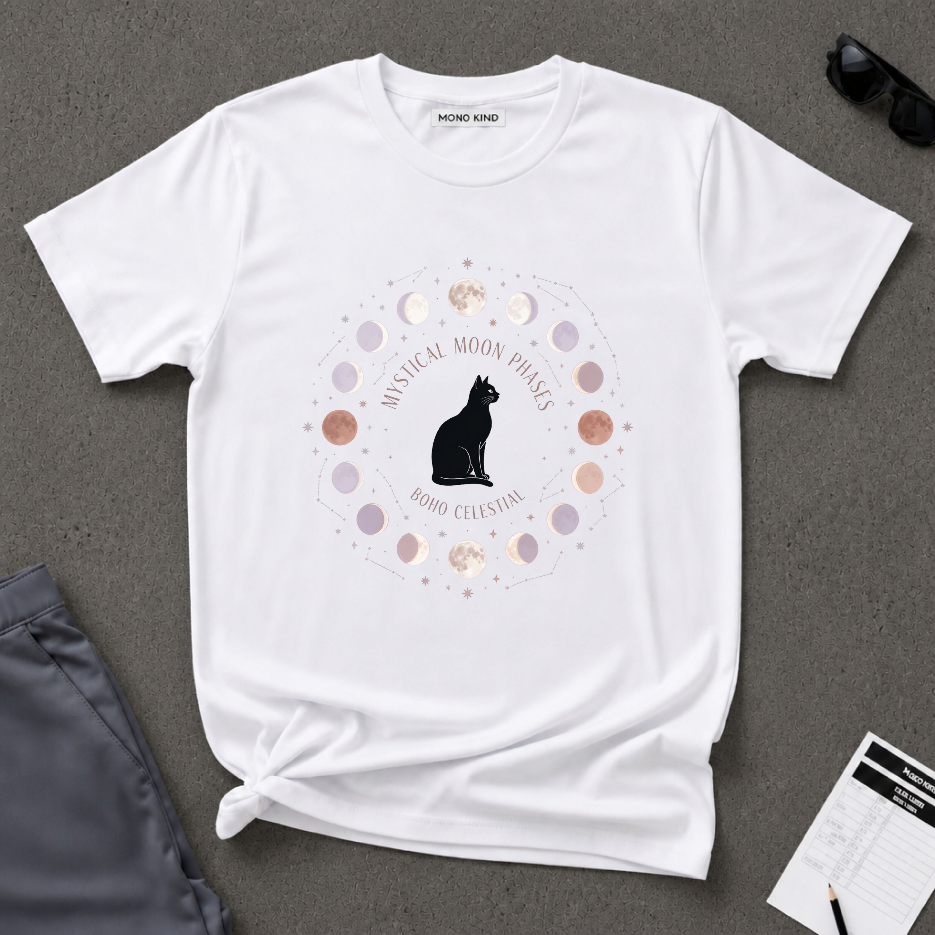 Mystical Moon Phases Boho Celestial T-Shirt