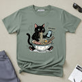 Startled Black Cat Eating Ramen T-Shirt